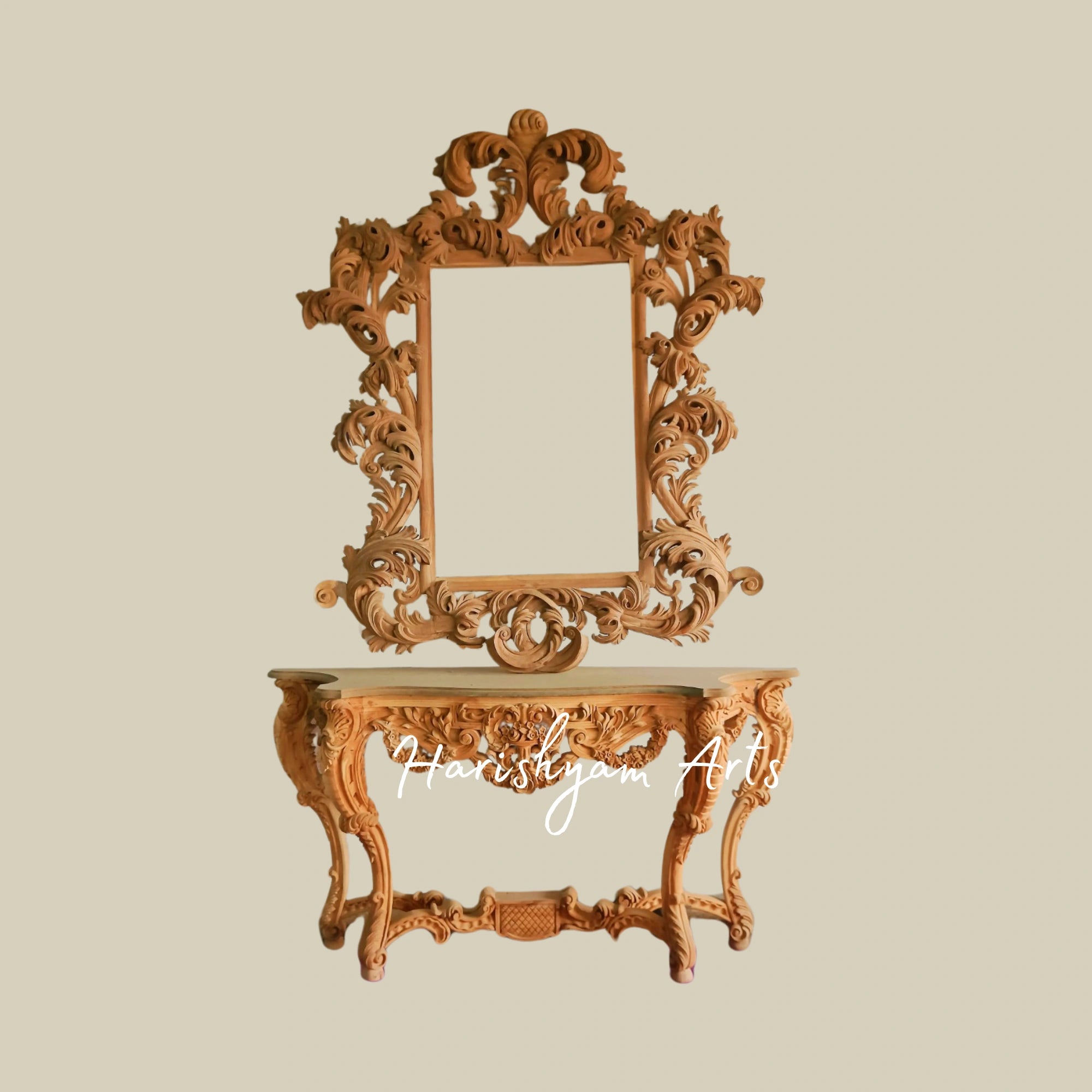 Large Baroque-Style Carved Wall Mirror Frame