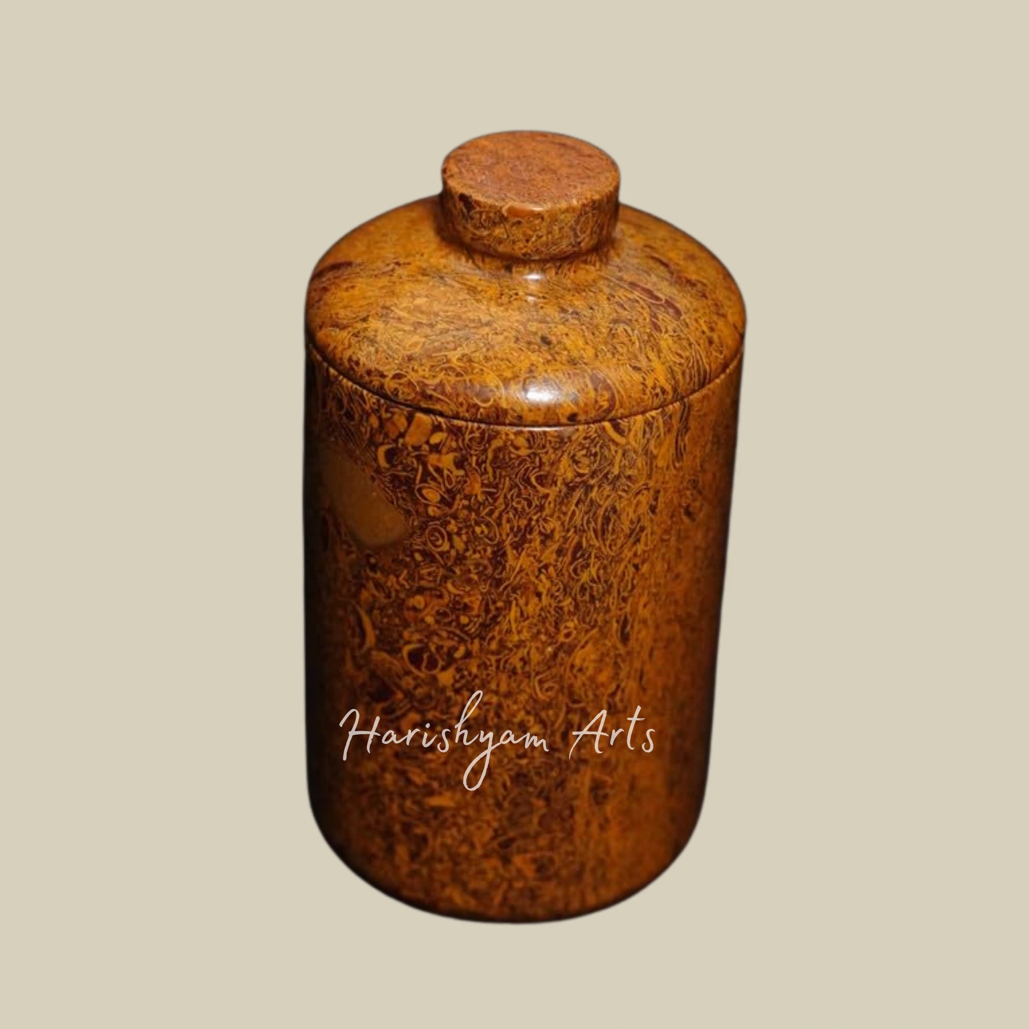 Large Capacity Habur Stone Storage Container Collection Desert Rock Jaisalmer Kitchen Jar with Lid 600ml