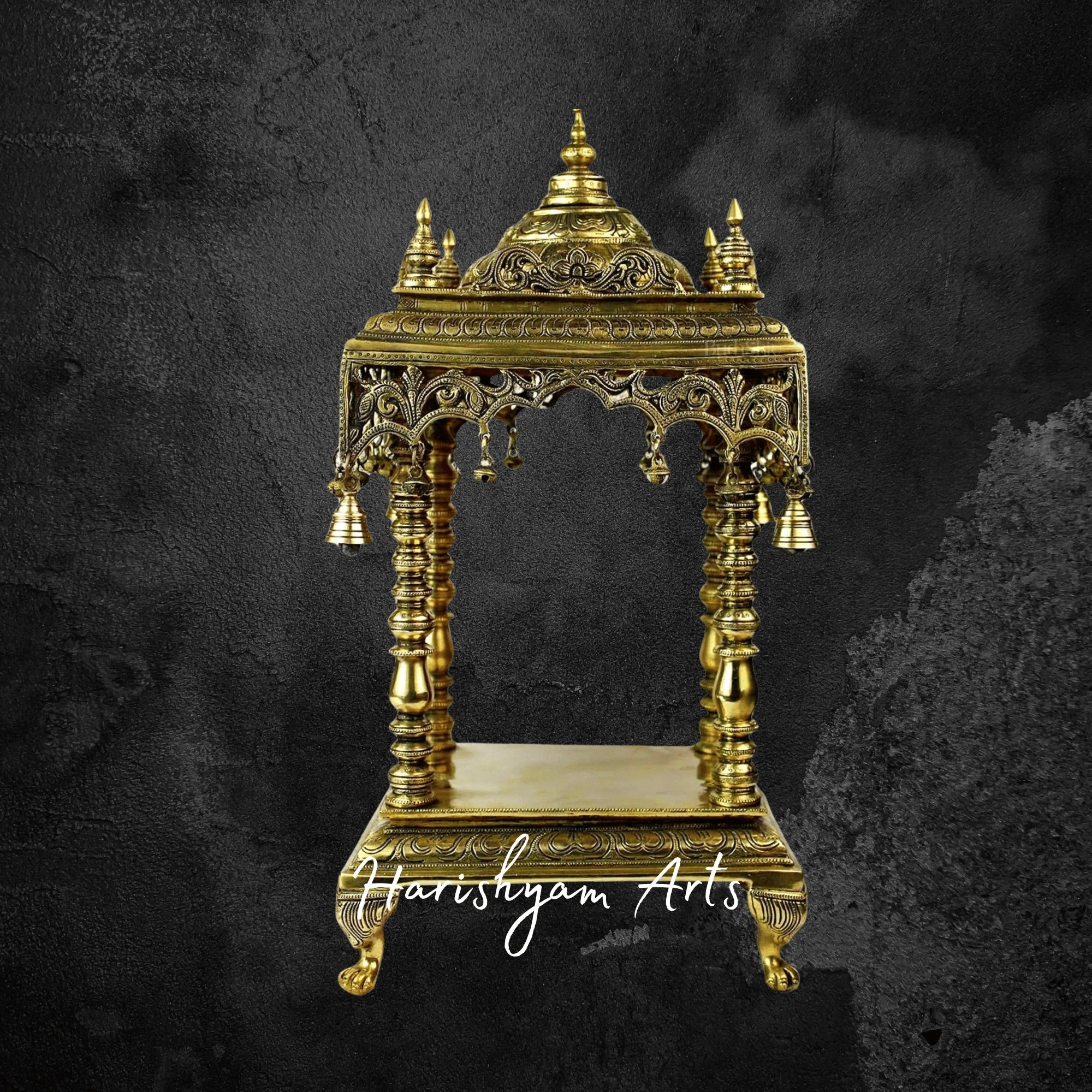 Large Handcrafted Pure Brass Mandir for Home and Office Use