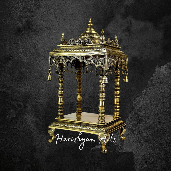 Large Handcrafted Pure Brass Mandir for Home and Office Use