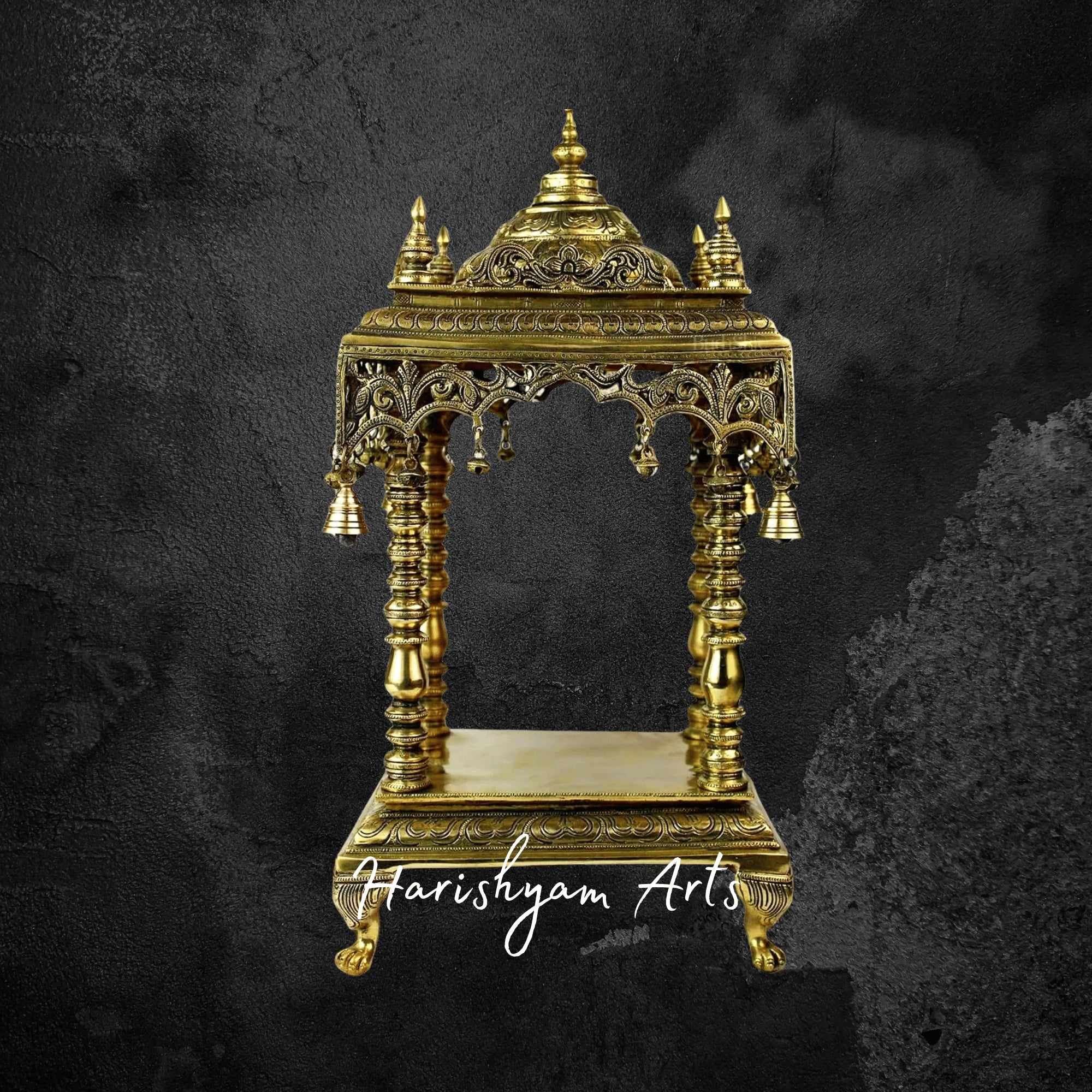Large Handcrafted Pure Brass Mandir for Home and Office Use