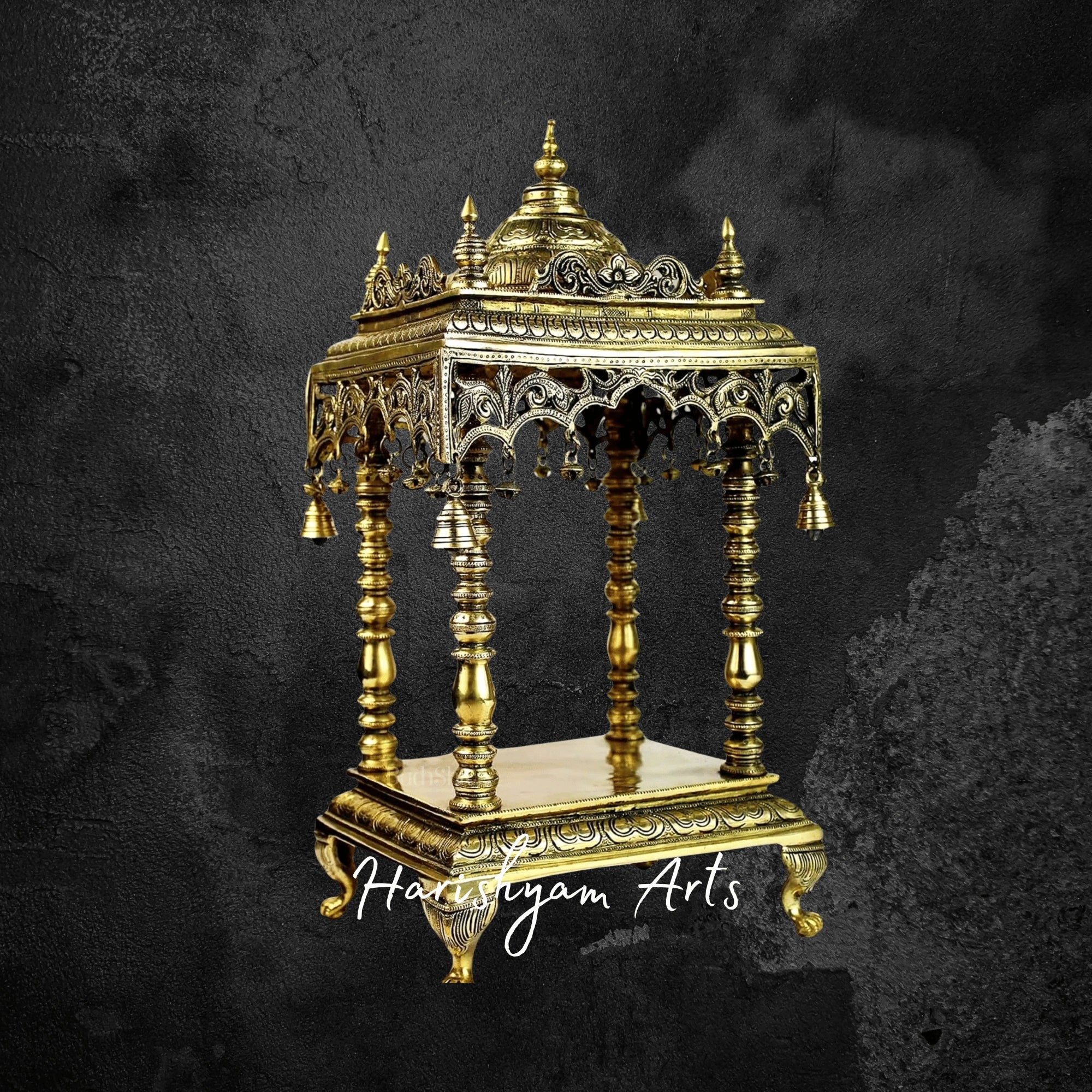 Large Handcrafted Pure Brass Mandir for Home and Office Use