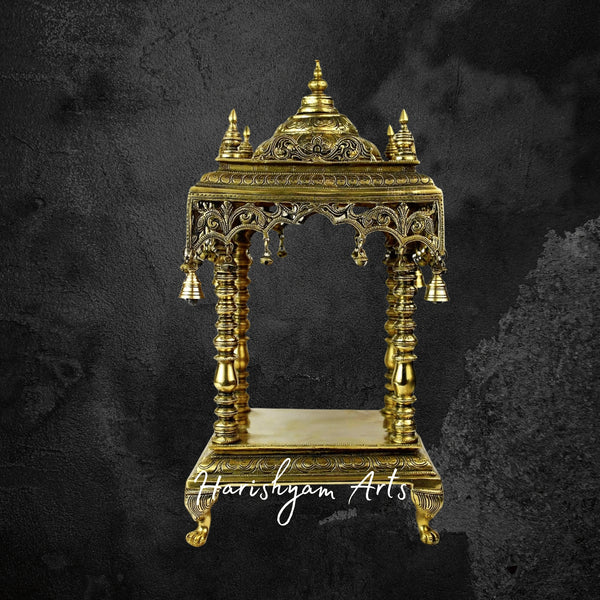 Large Handcrafted Pure Brass Mandir for Home and Office Use