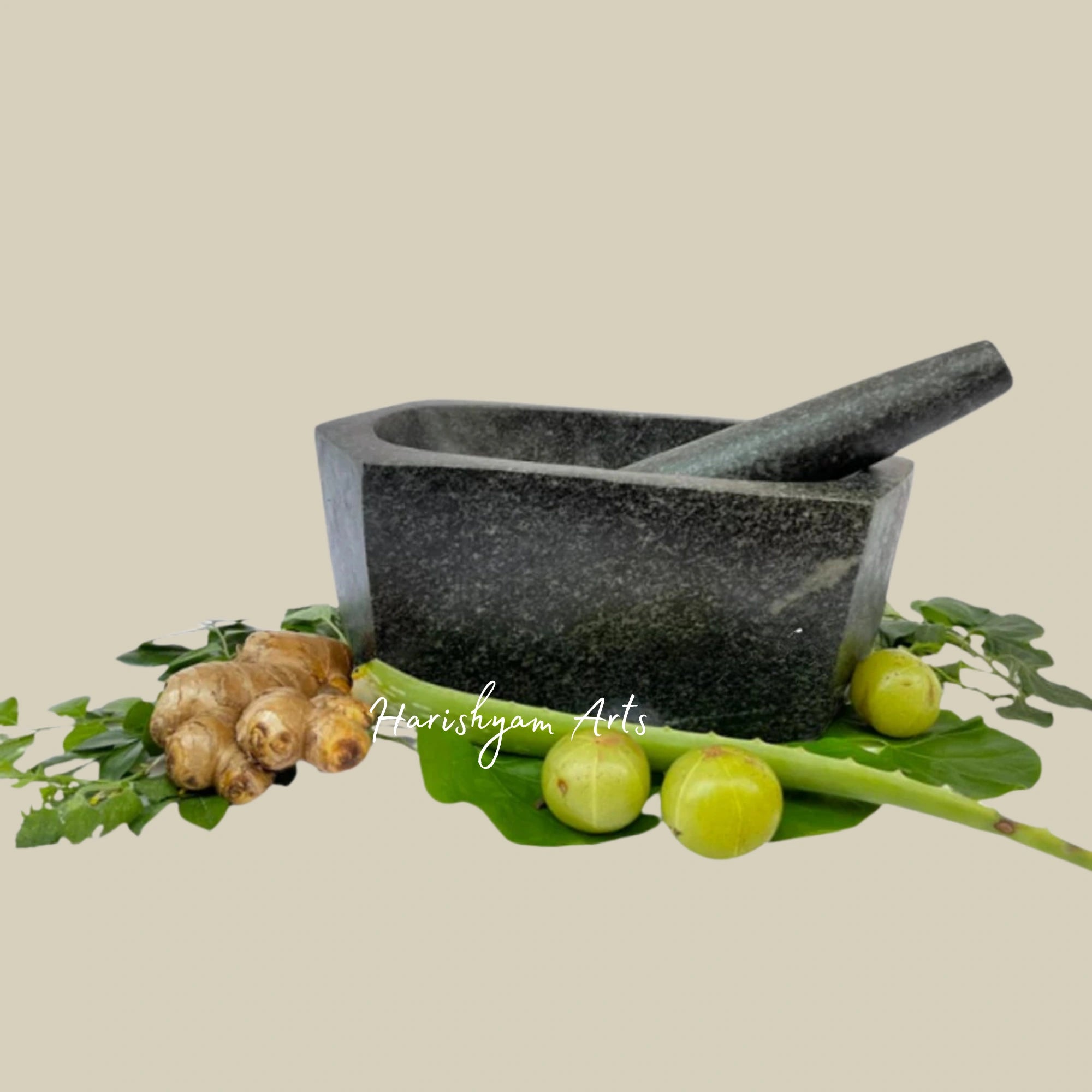 Large Hexagonal Stone Mortar & Pestle