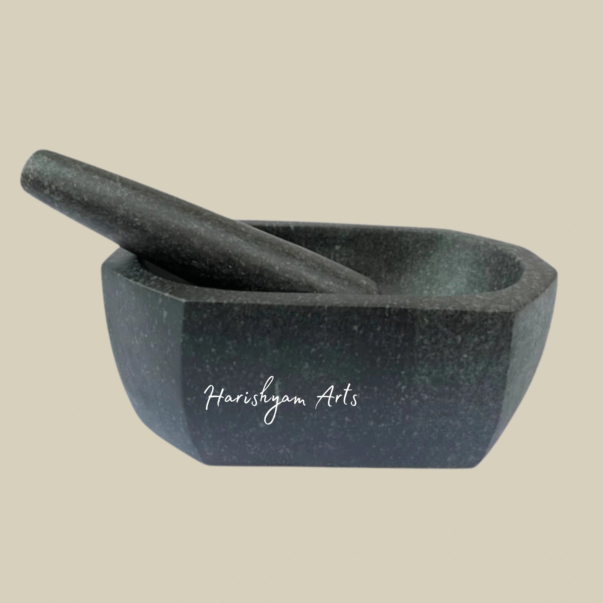 Large Hexagonal Stone Mortar & Pestle