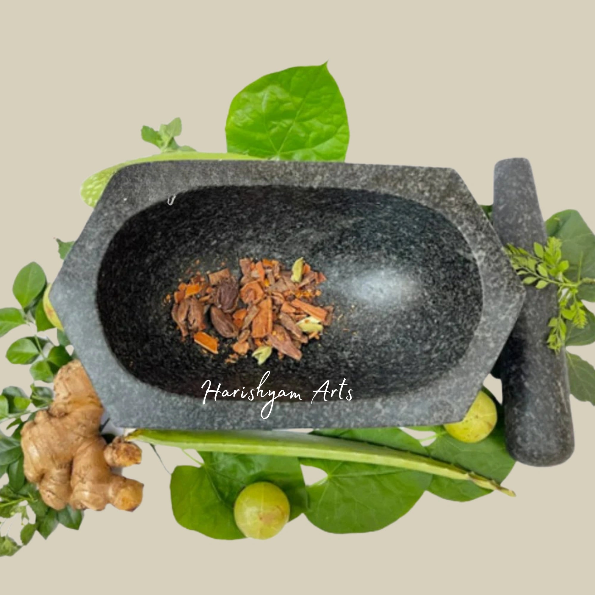 Large Hexagonal Stone Mortar & Pestle