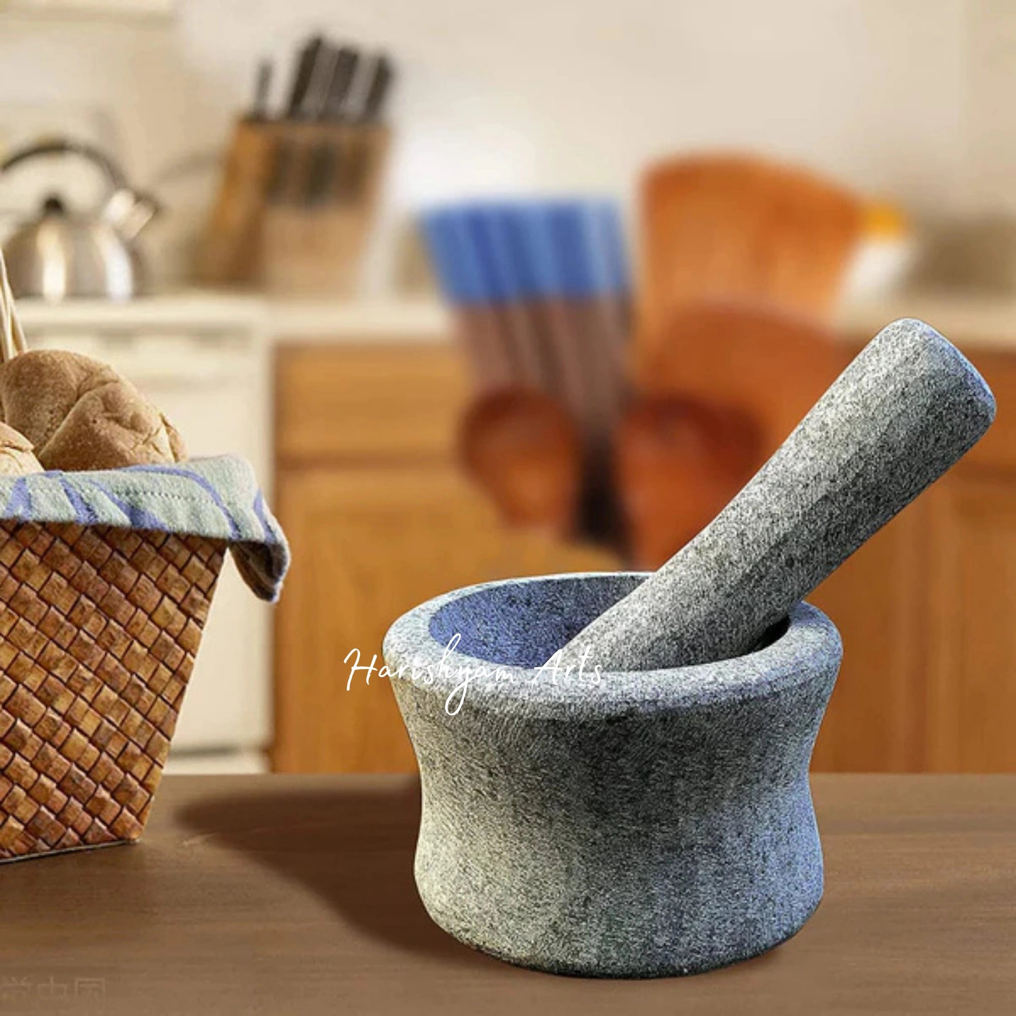 Large Stone Mortar & Pestle Set for Kitchen