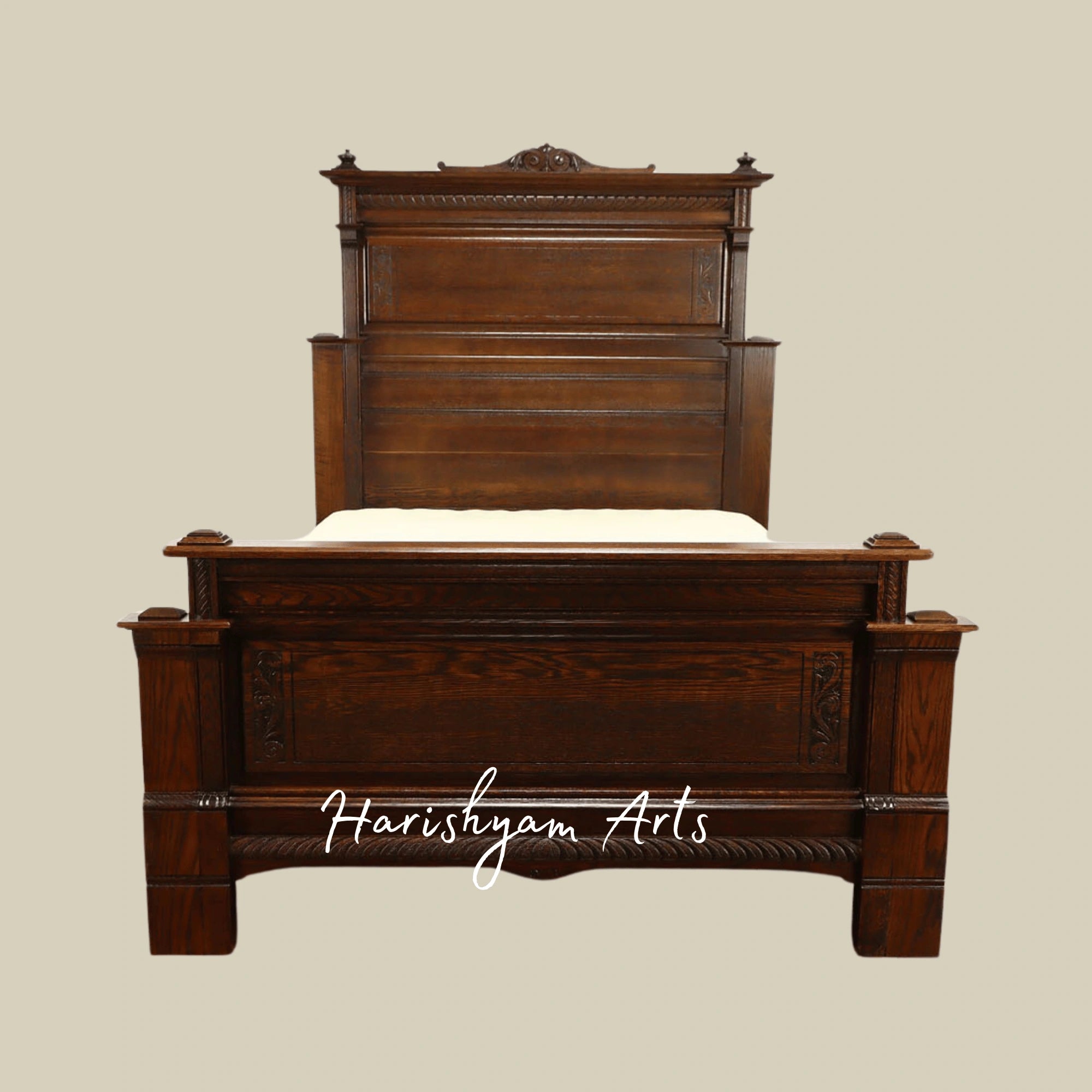 Luxury Antique Teak Wood Bedroom Set Classic Victorian Bed with Matching Pieces