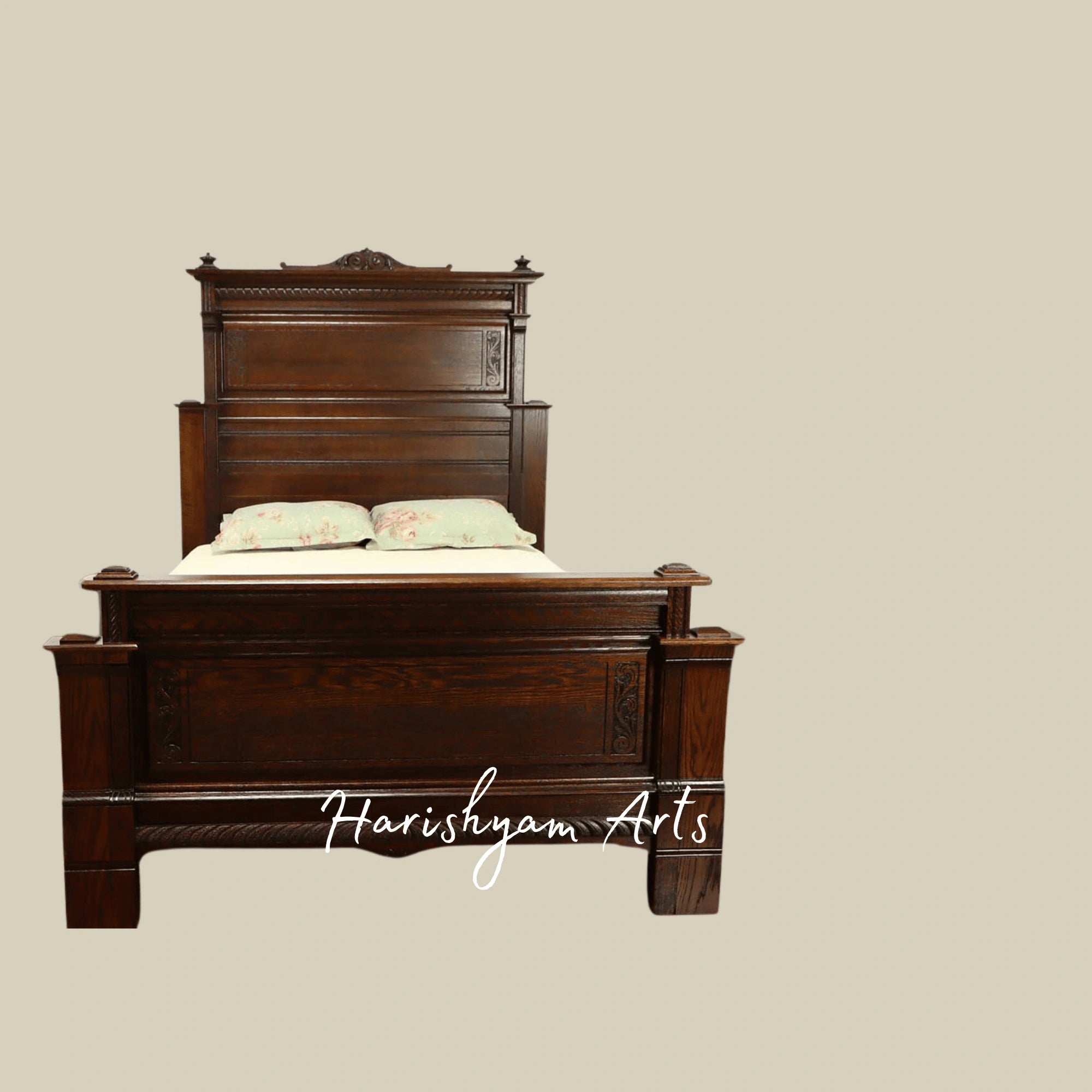 Luxury Antique Teak Wood Bedroom Set Classic Victorian Bed with Matching Pieces
