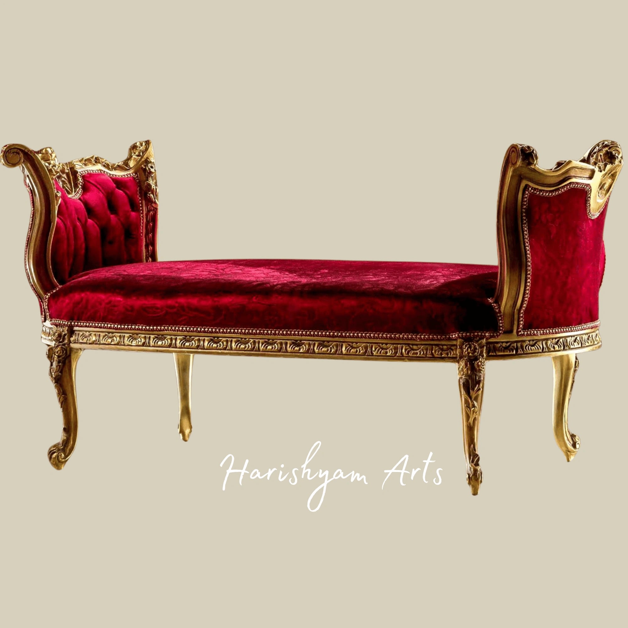 LuxuryBaroqueStyleBenchChairwithHandcraftedWoodenFrame2