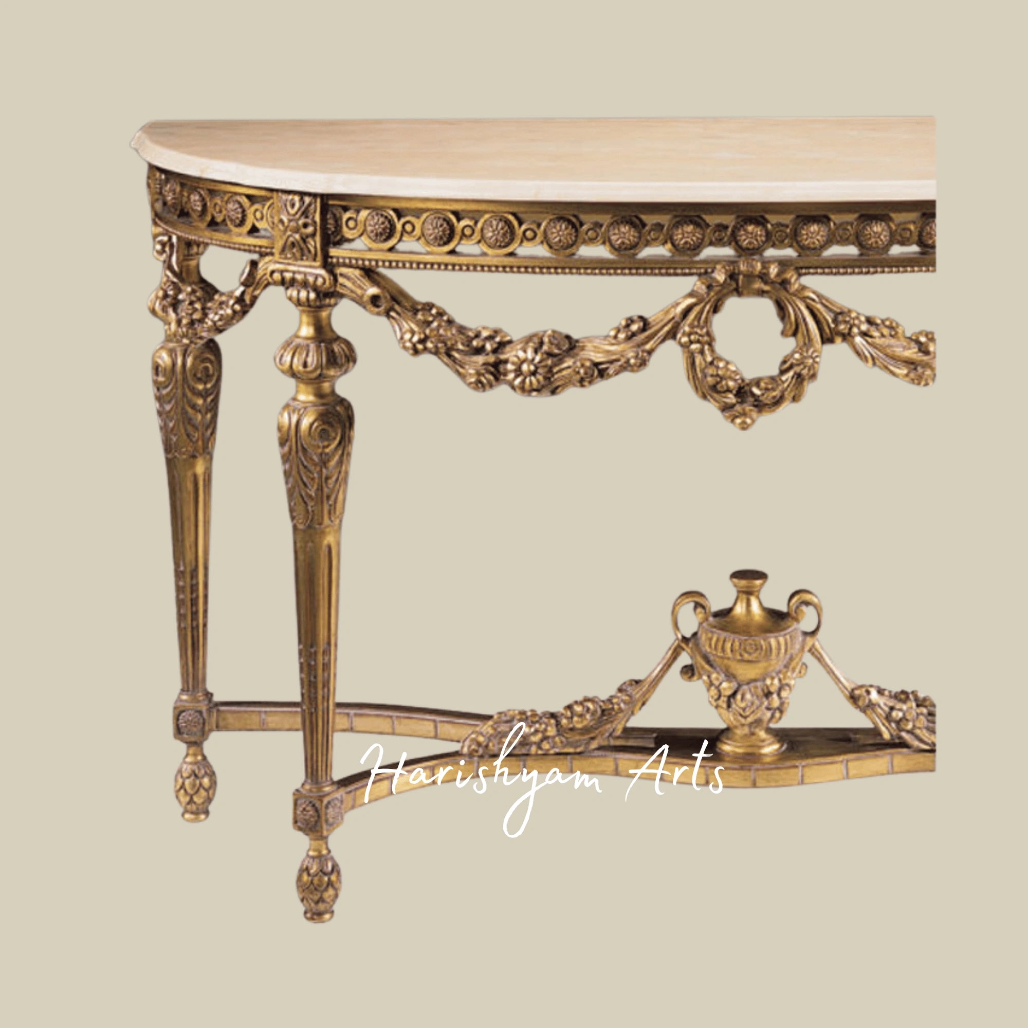 Luxury Gold Finish Wooden Entryway Console3