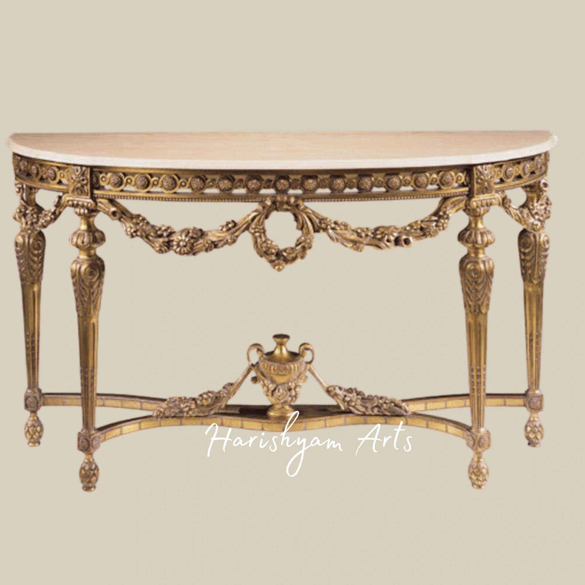Luxury Gold Finish Wooden Entryway Console4