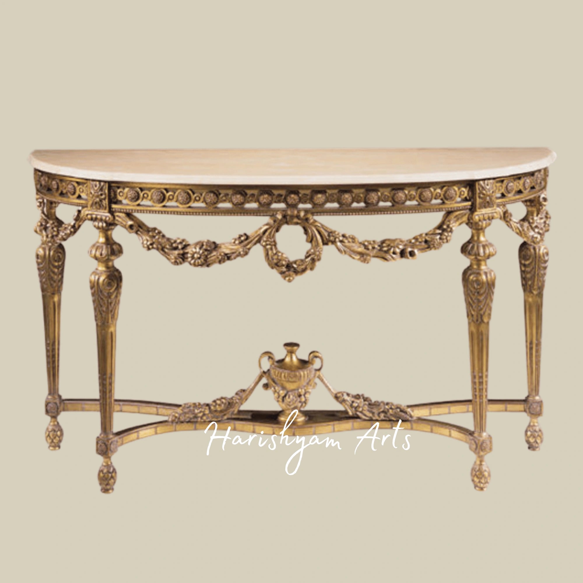 Luxury Gold Finish Wooden Entryway Console5
