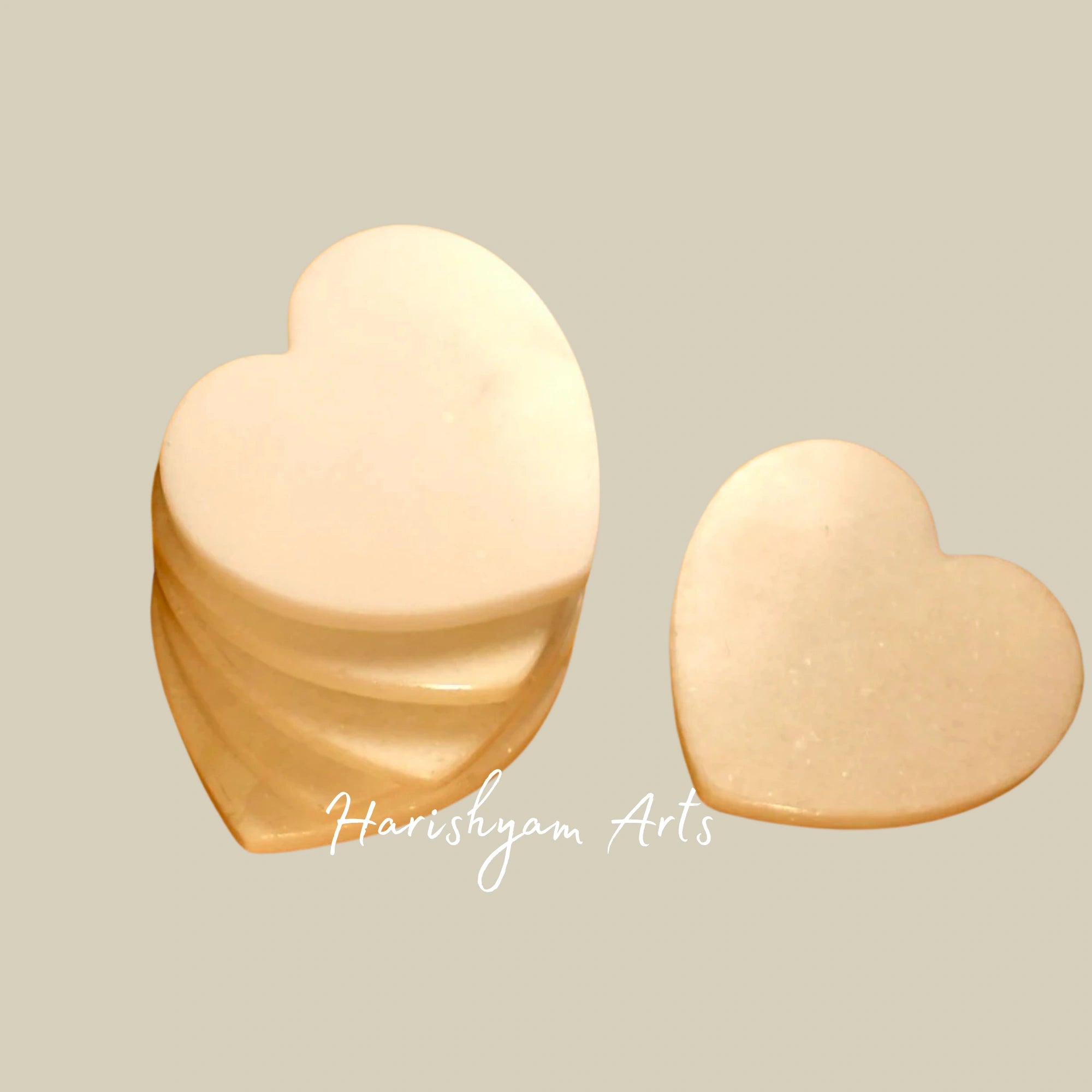 Heart Shaped White Marble Coasters Set of 6 Beautiful Handmade Unique Art Coasters for Home Decor