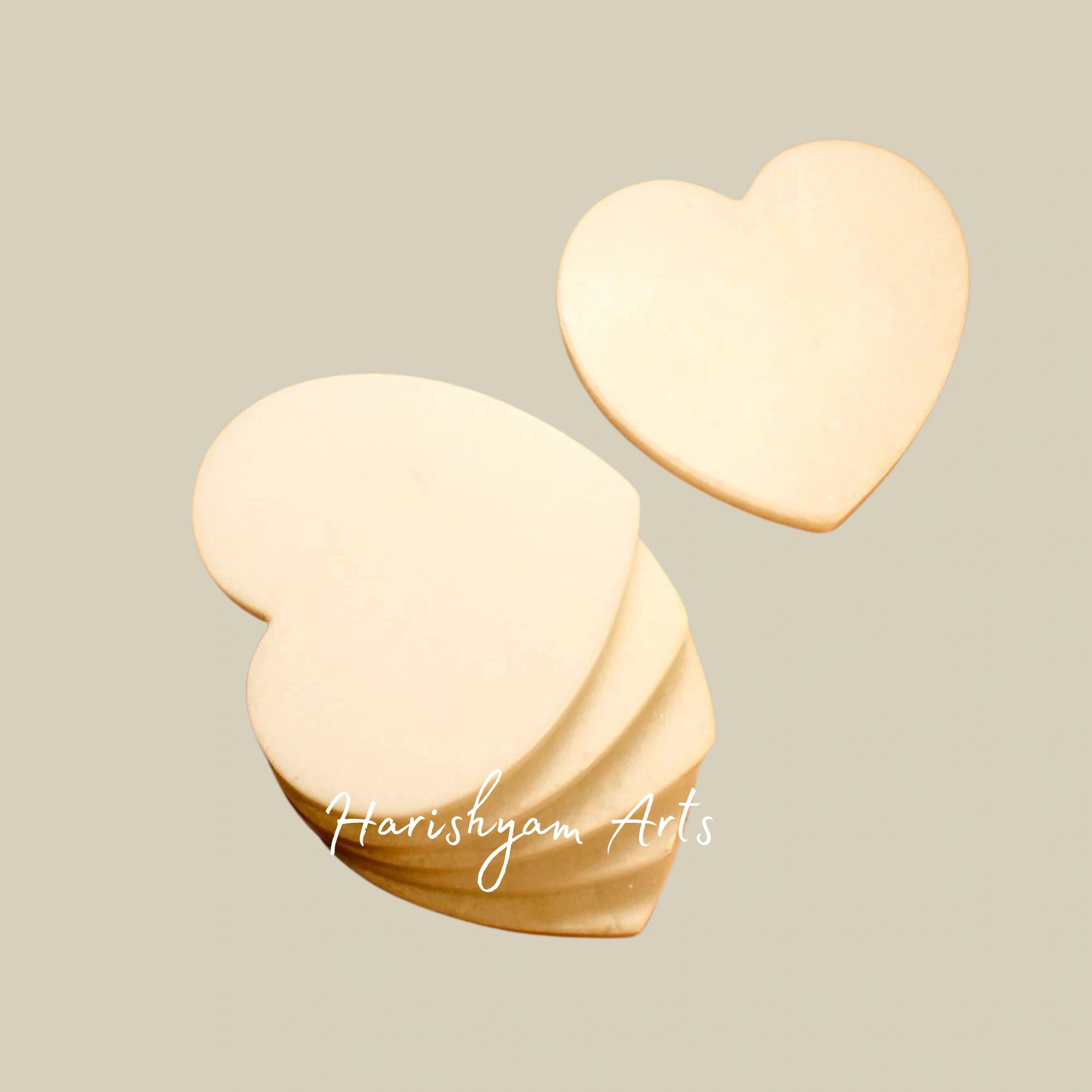 Heart Shaped White Marble Coasters Set of 6 Beautiful Handmade Unique Art Coasters for Home Decor
