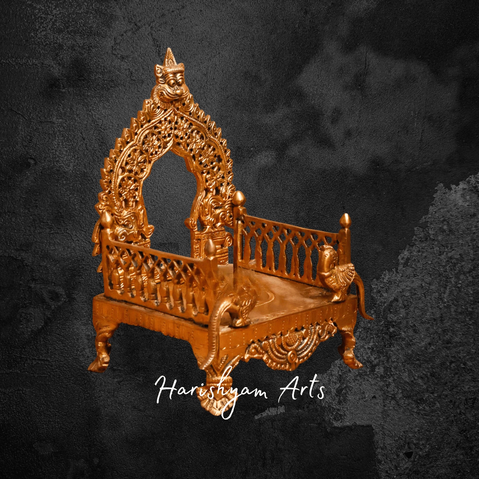 Majestic Brass Yali Singhasan for Deity Worship and Altar Setup