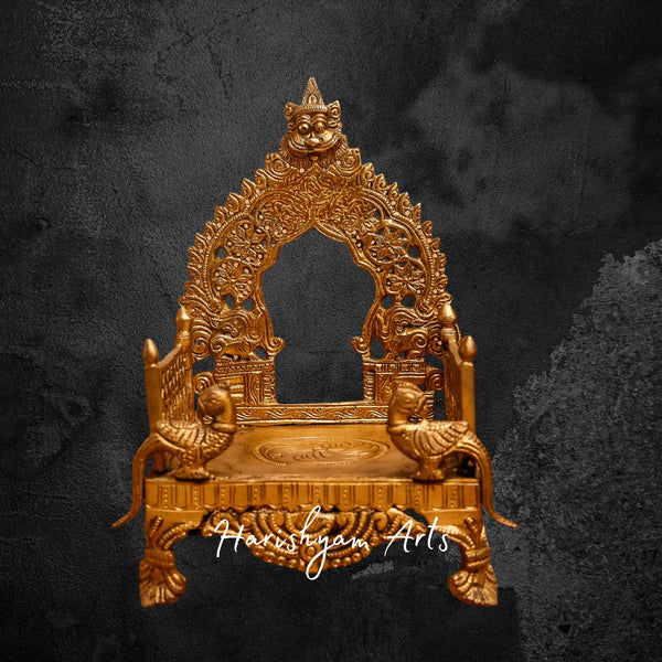 Majestic Brass Yali Singhasan for Deity Worship and Altar Setup