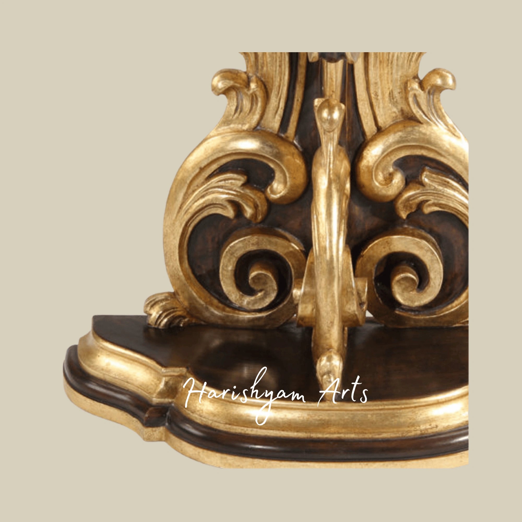 Majestic Gold Leaf Console Table with Rich Wooden Finish3