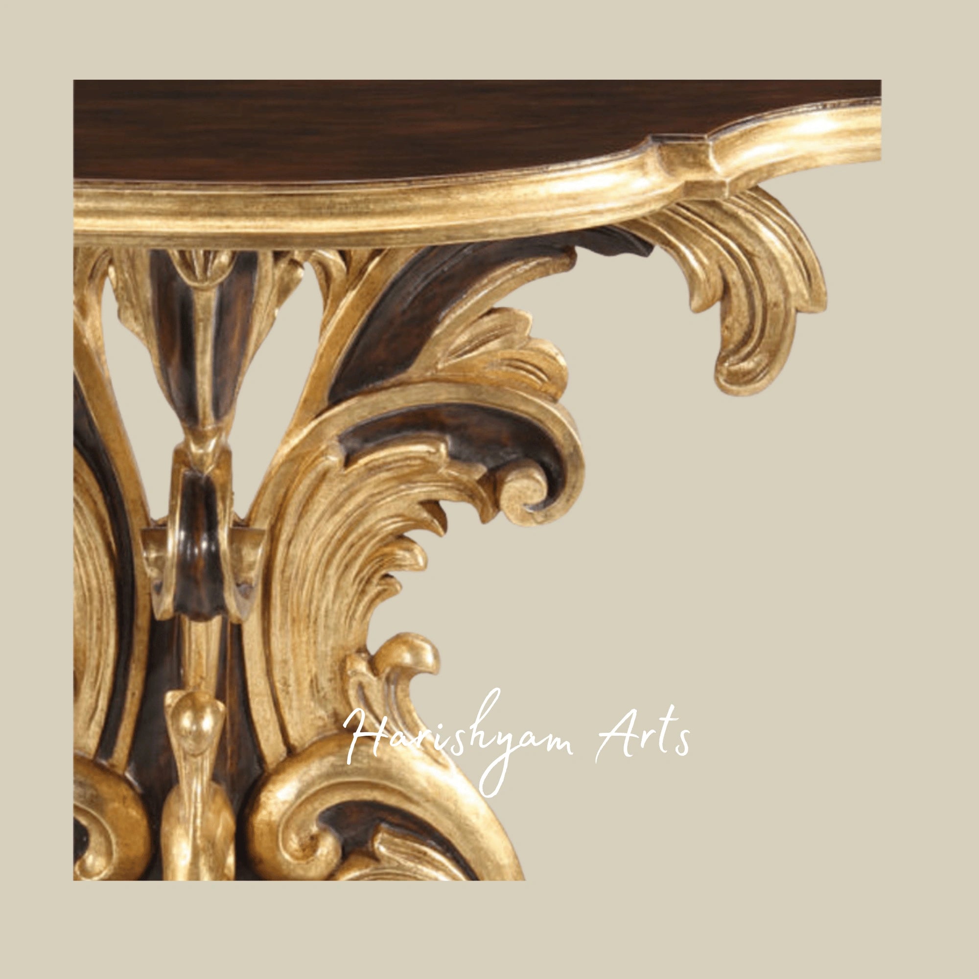 Majestic Gold Leaf Console Table with Rich Wooden Finish4