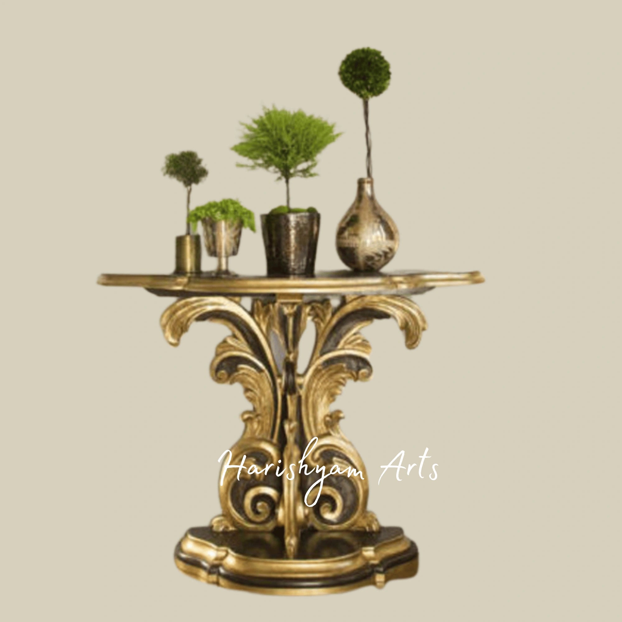 Majestic Gold Leaf Console Table with Rich Wooden Finish5