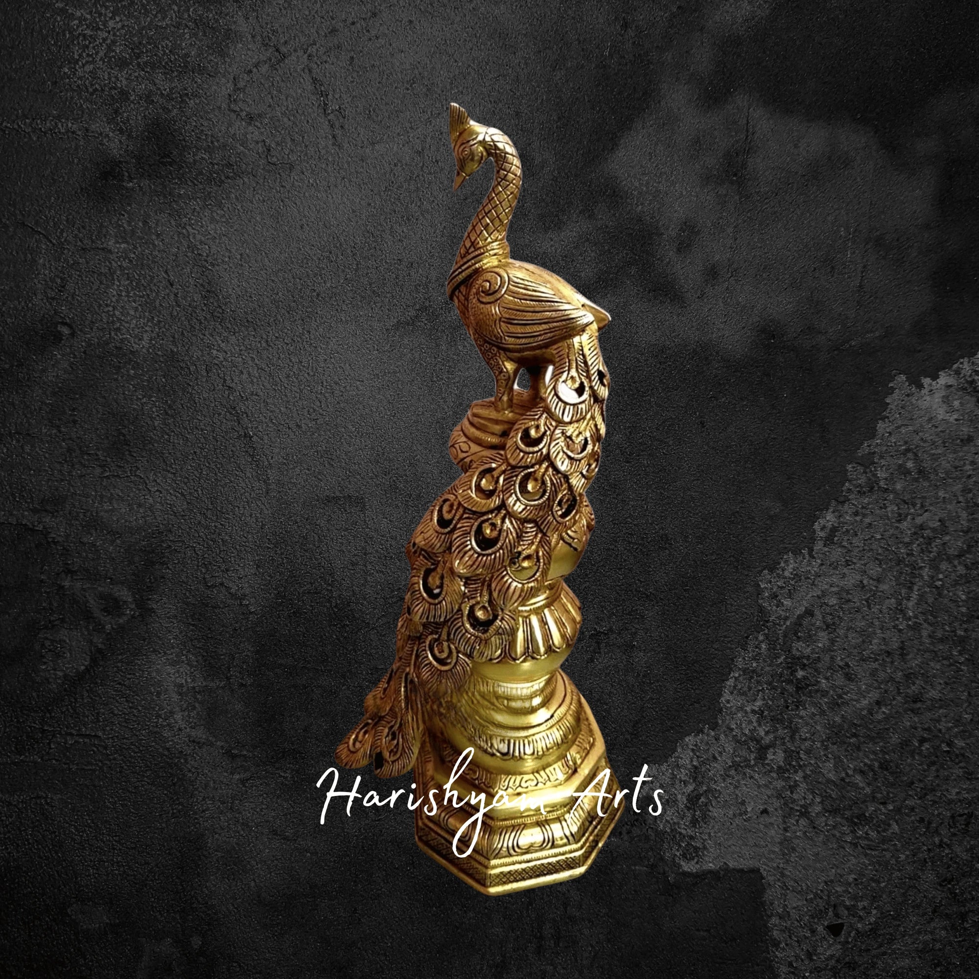 Majestic Oversized Brass Peacock Decorative Statue