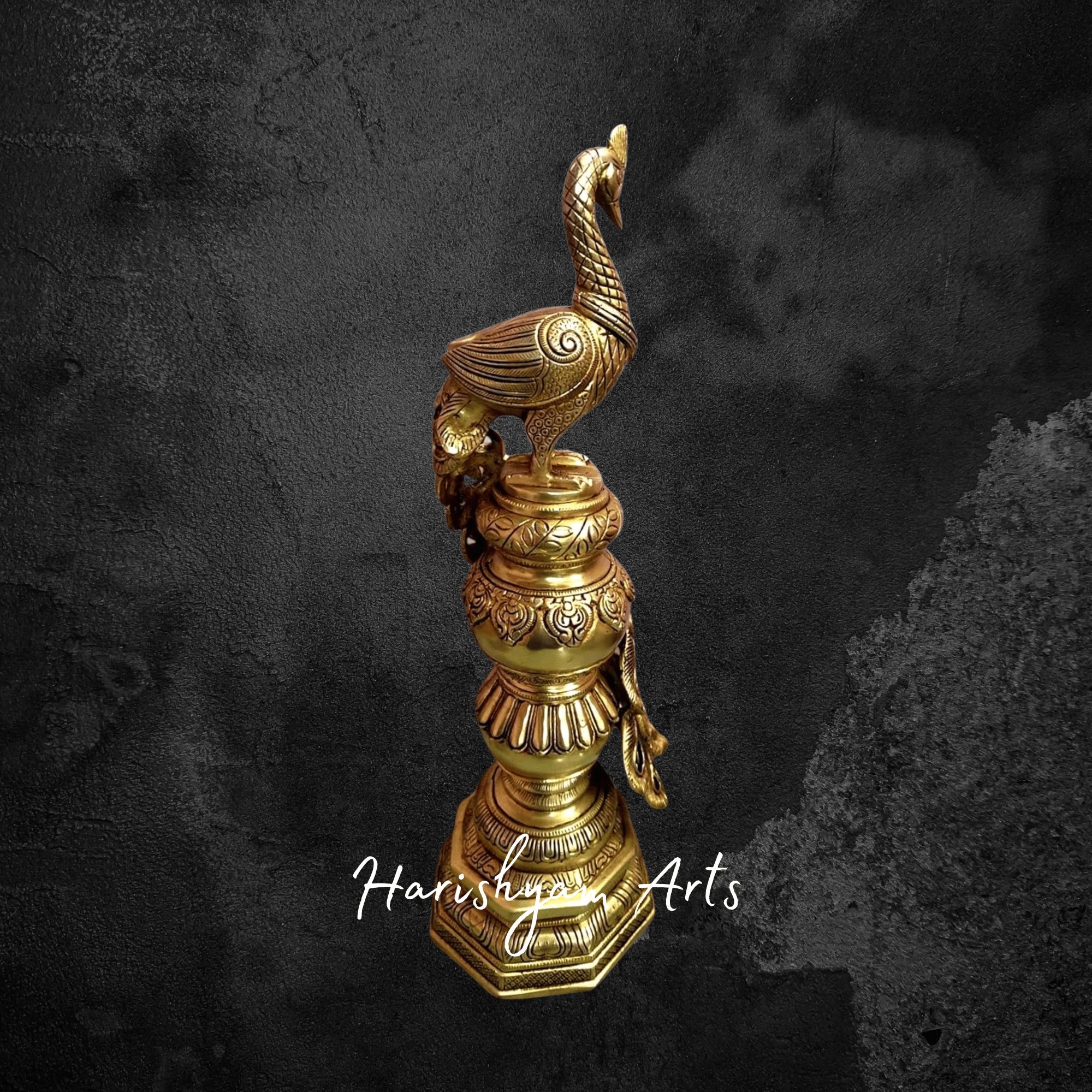 Majestic Oversized Brass Peacock Decorative Statue