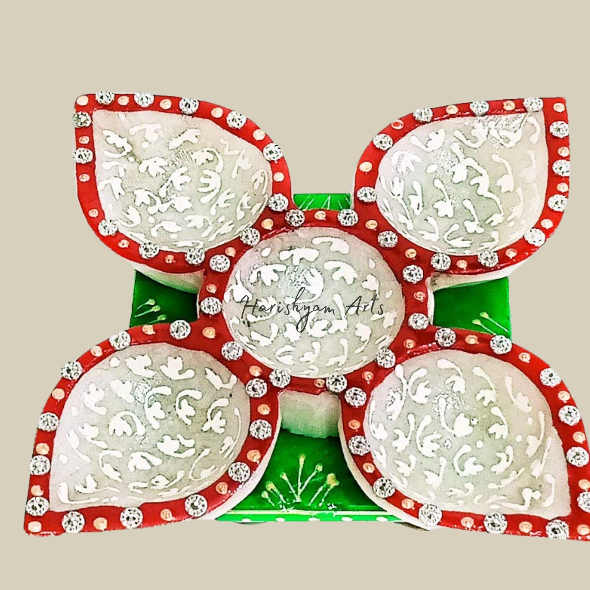 Marble Diya with Agarbatti Holder on Chowki