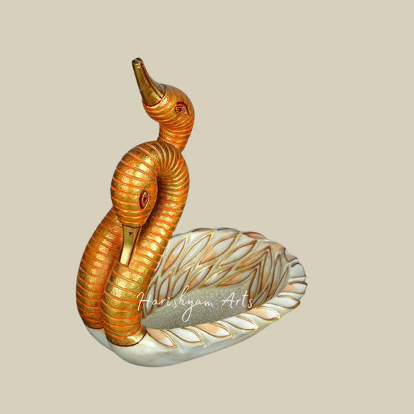 Marble Handcrafted Swan-Shaped Urli for Elegant Home Decoration