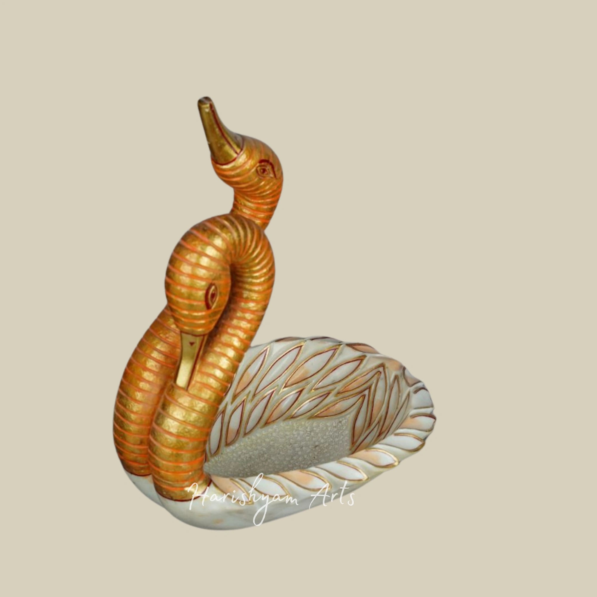 Marble Handcrafted Swan-Shaped Urli for Elegant Home Decoration2