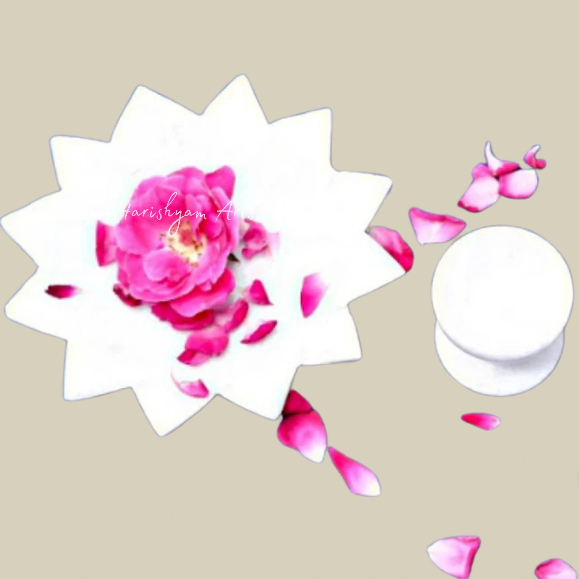 Marble Lotus Plate with Oil Lamp Combo1