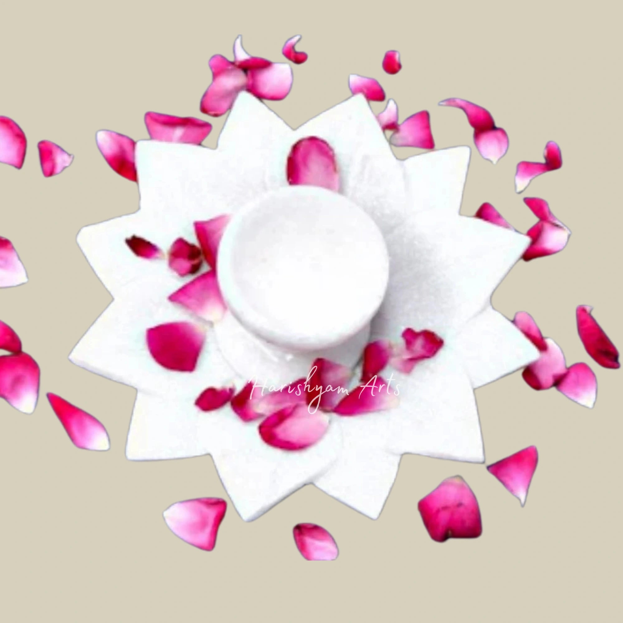 Marble Lotus Plate with Oil Lamp Combo2