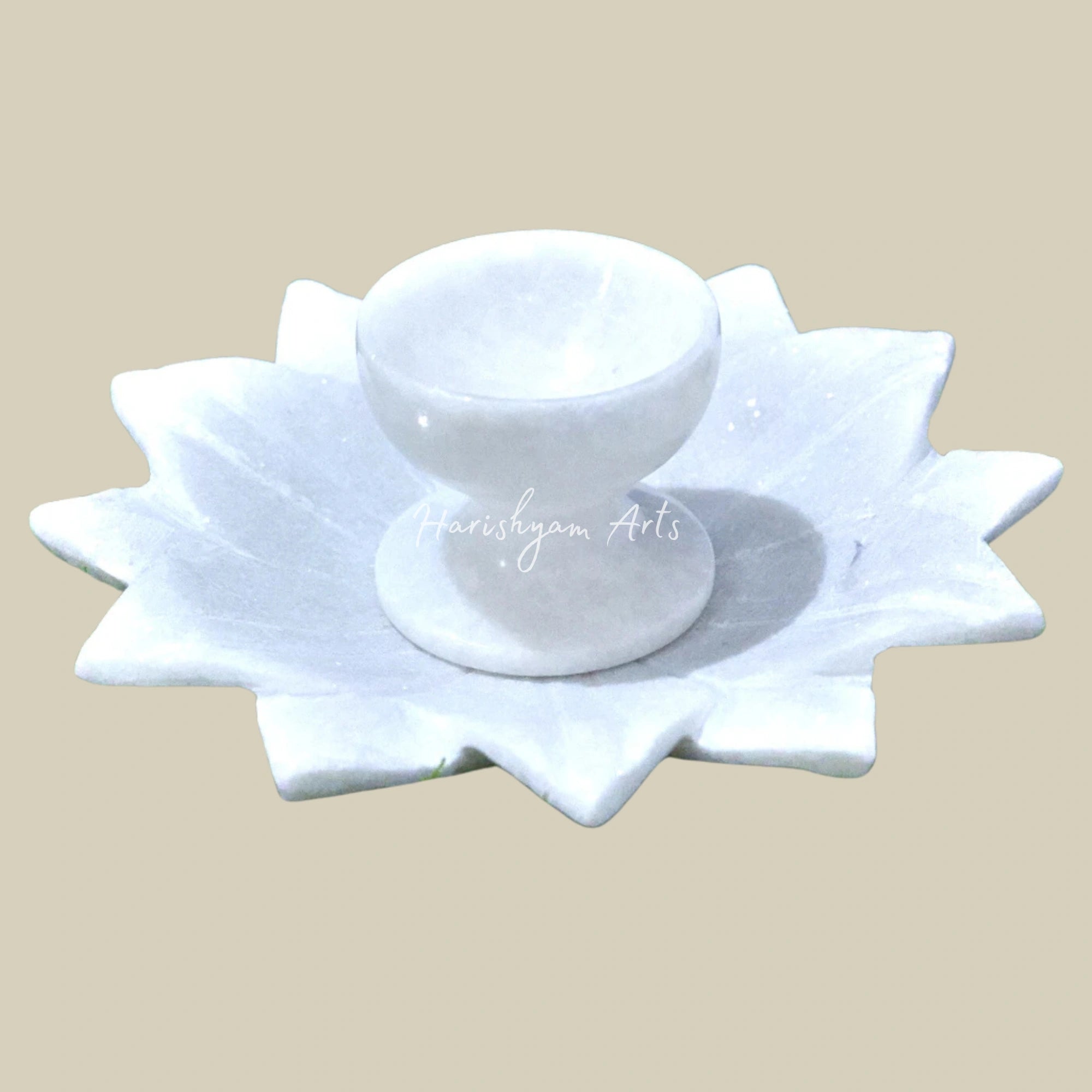 Marble Lotus Plate with Oil Lamp Combo5