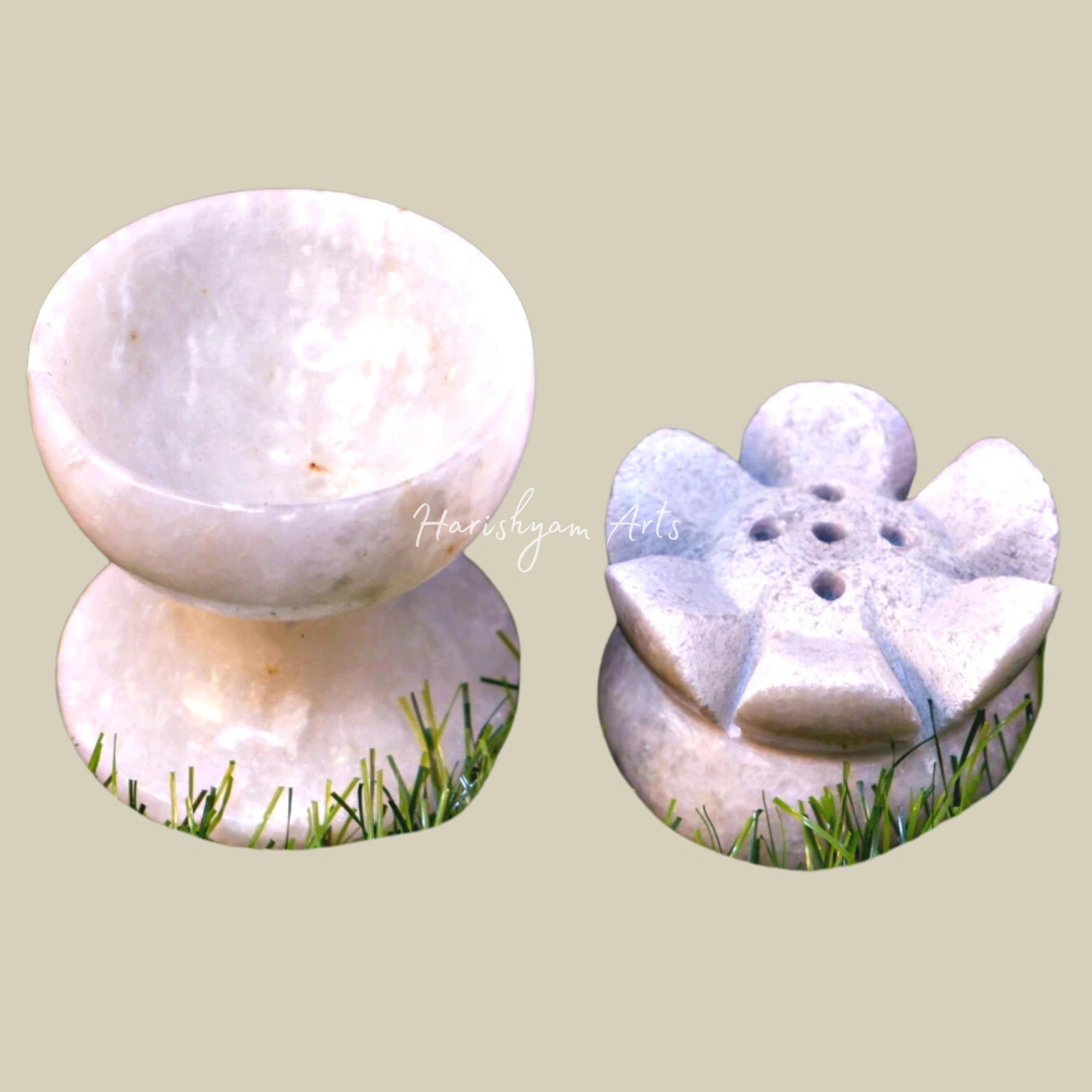 Marble Diya & Incense Holder Set2