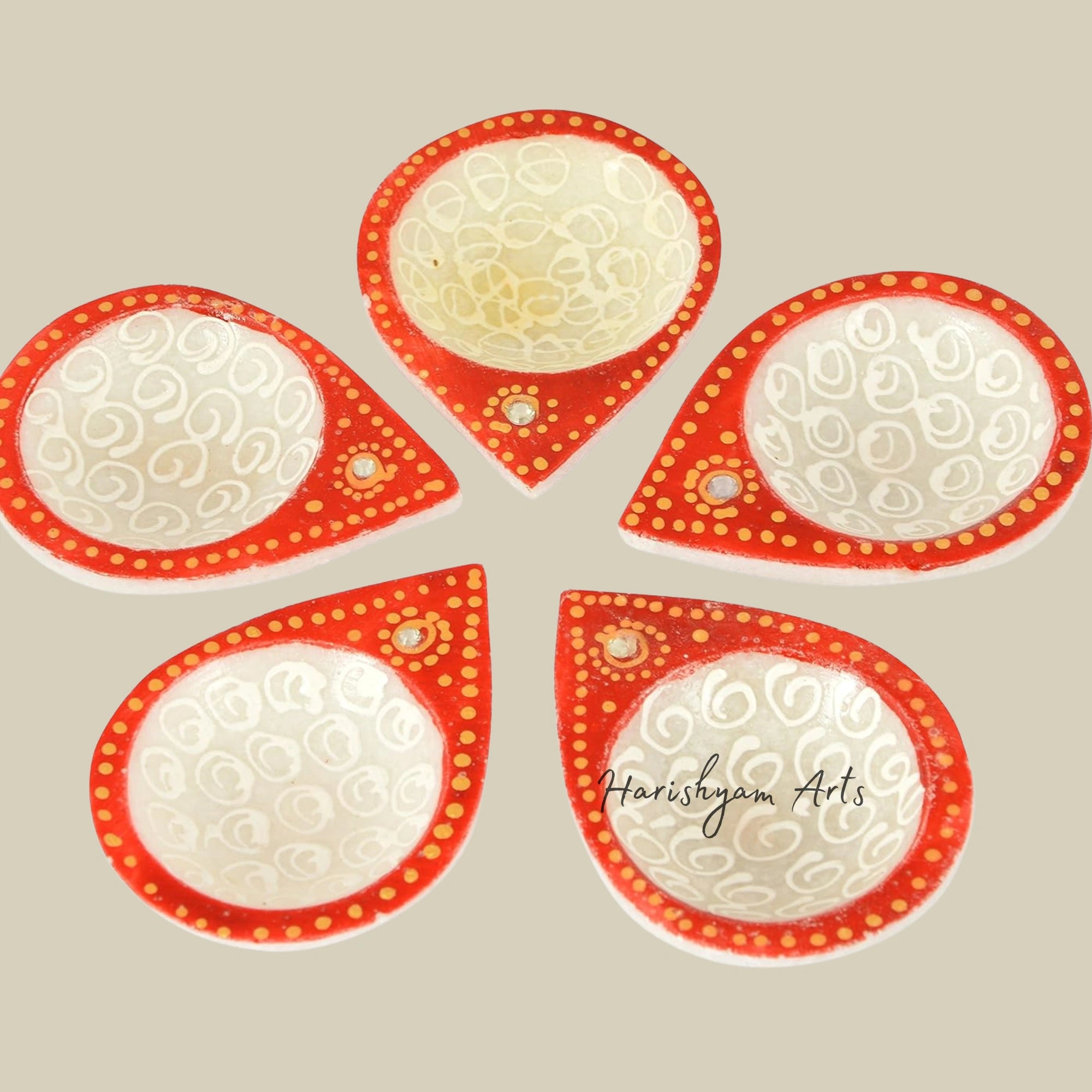 Meenakari-Embellished Marble Diya for Festive Use