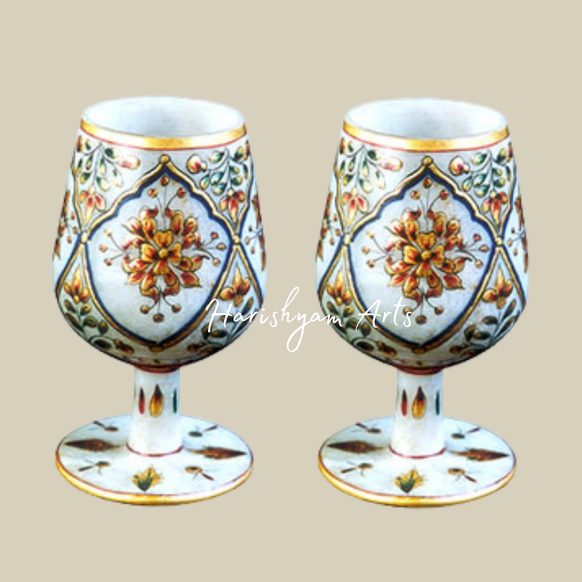 Meenakari Marble Goblet Artistic Handcrafted Drinkware