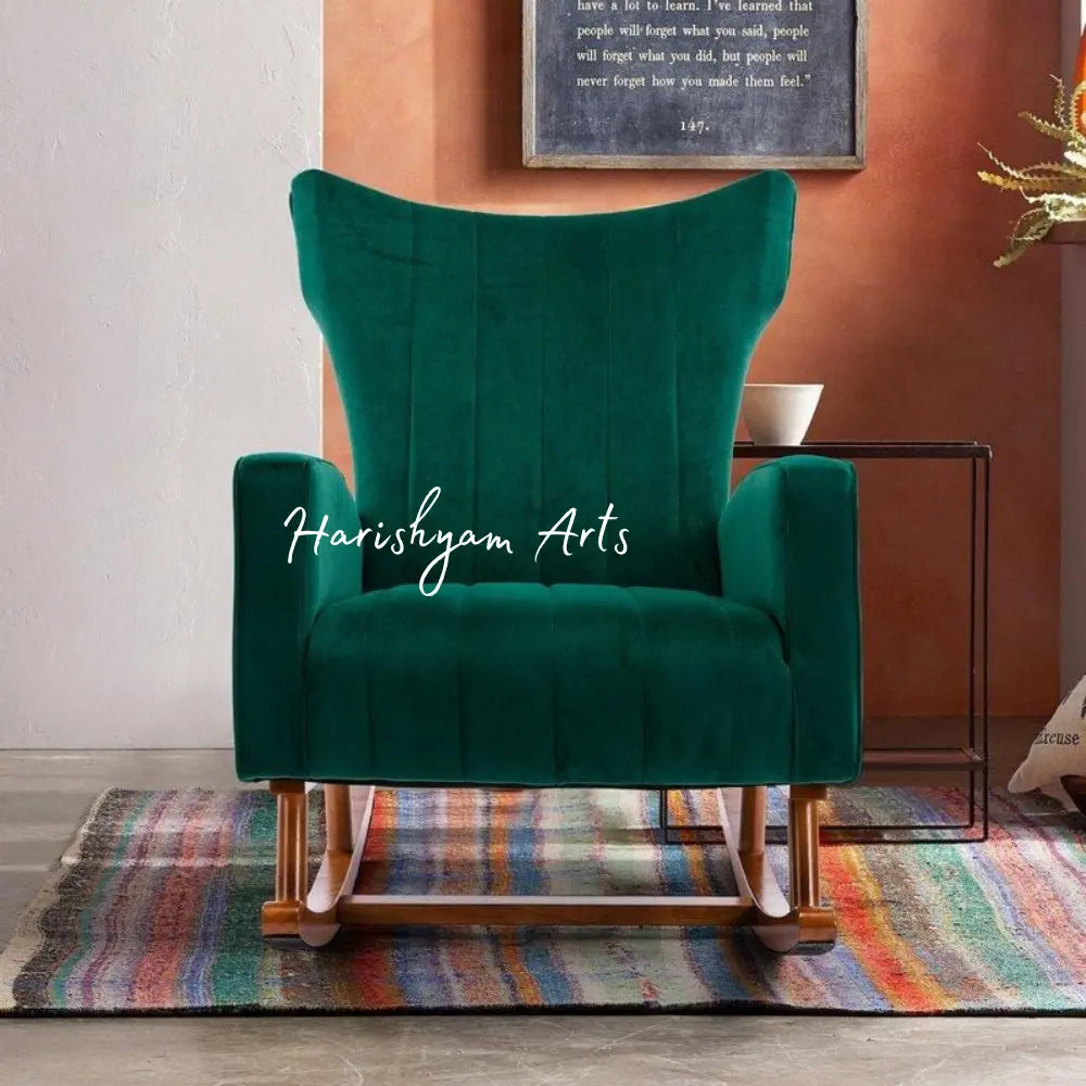Minty Fresh Velvet Rocking Chair
