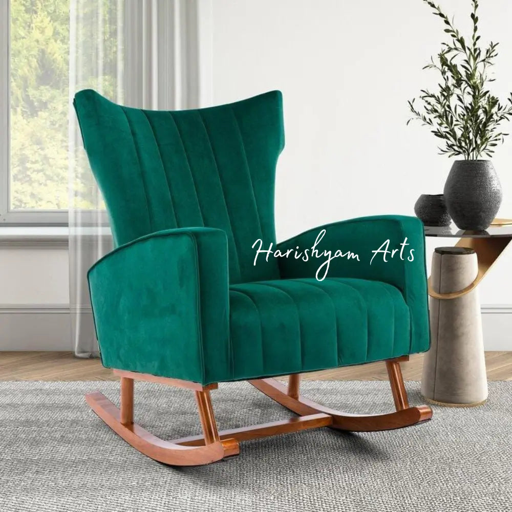Minty Fresh Velvet Rocking Chair
