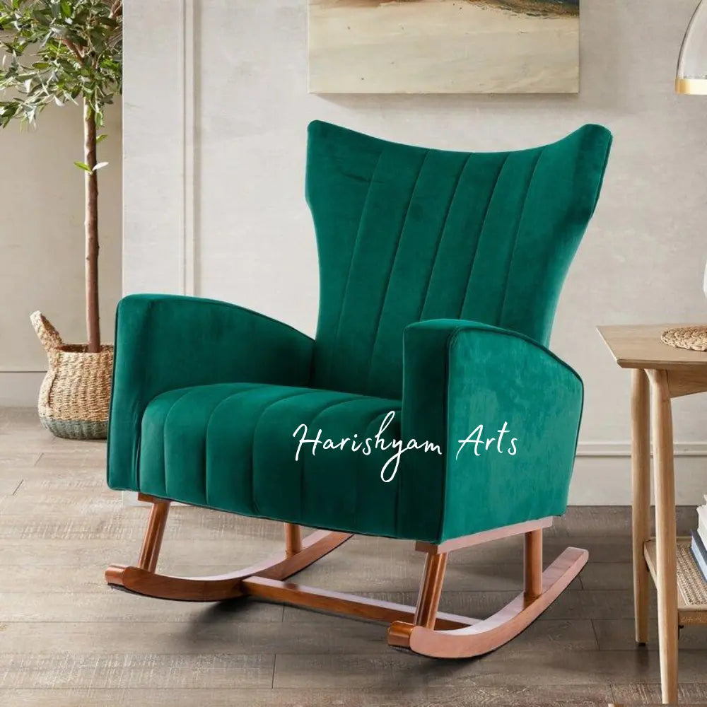 Minty Fresh Velvet Rocking Chair
