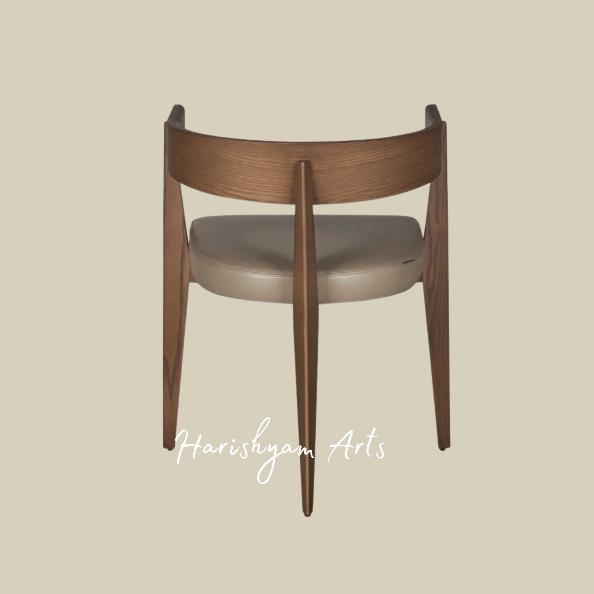 Modern Curve Wooden Armchair with Upholstered Seat