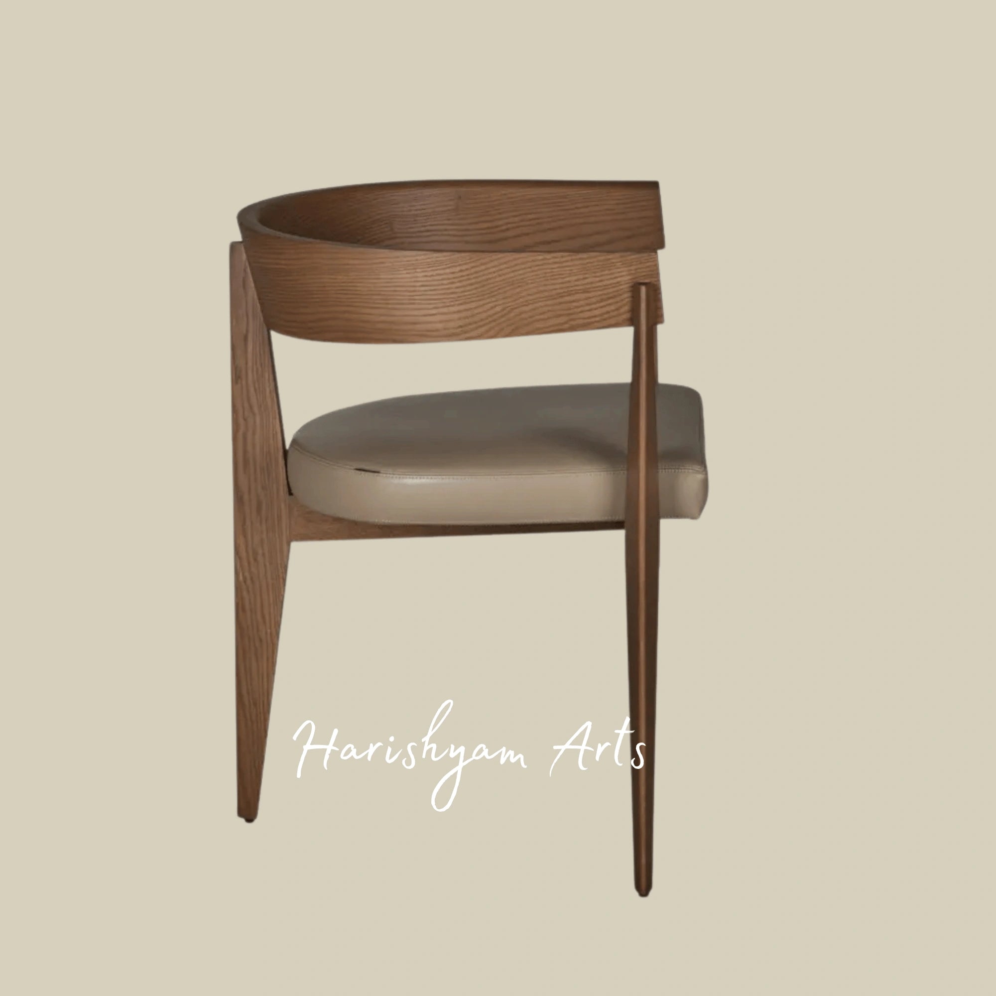 Modern Curve Wooden Armchair with Upholstered Seat