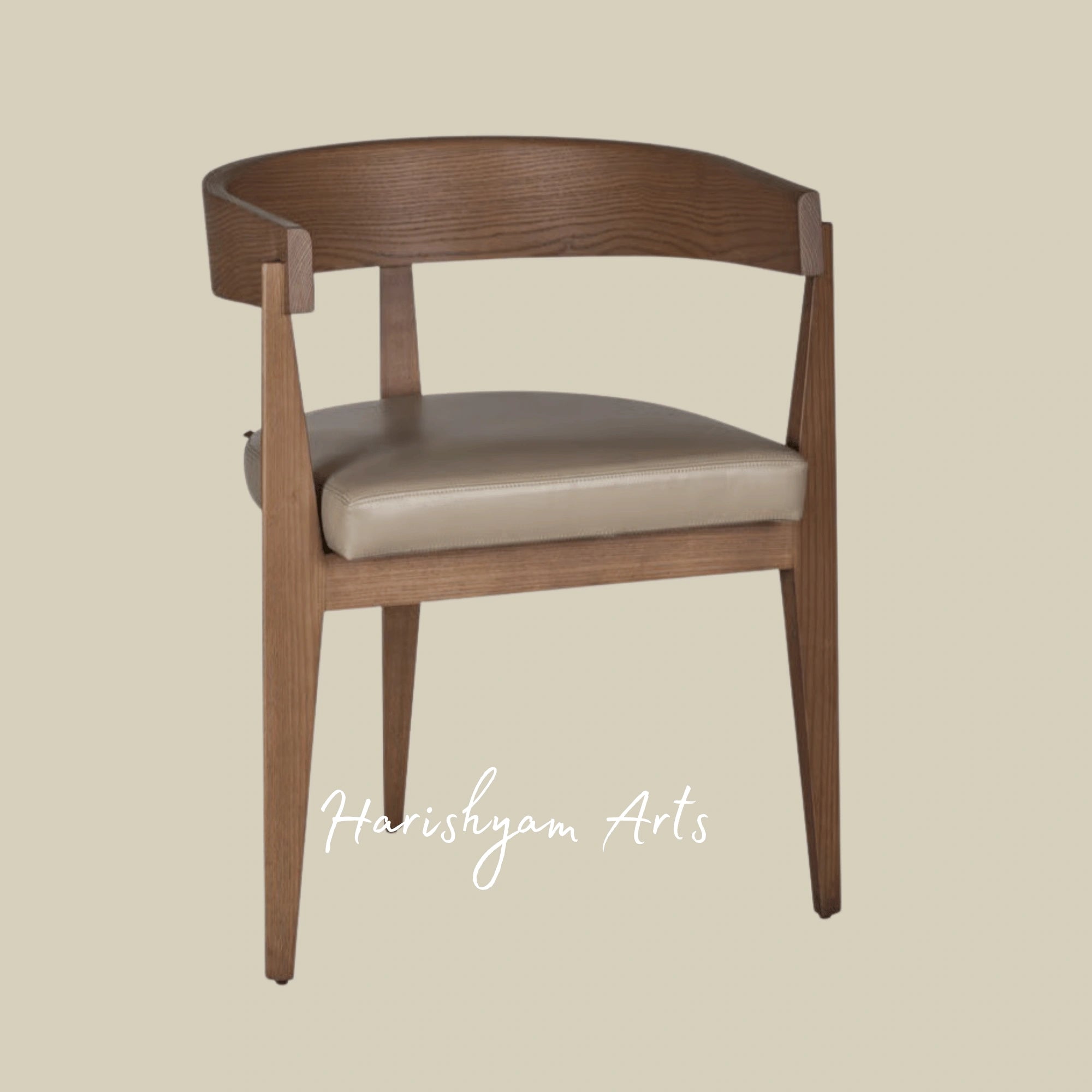 Modern Curve Wooden Armchair with Upholstered Seat