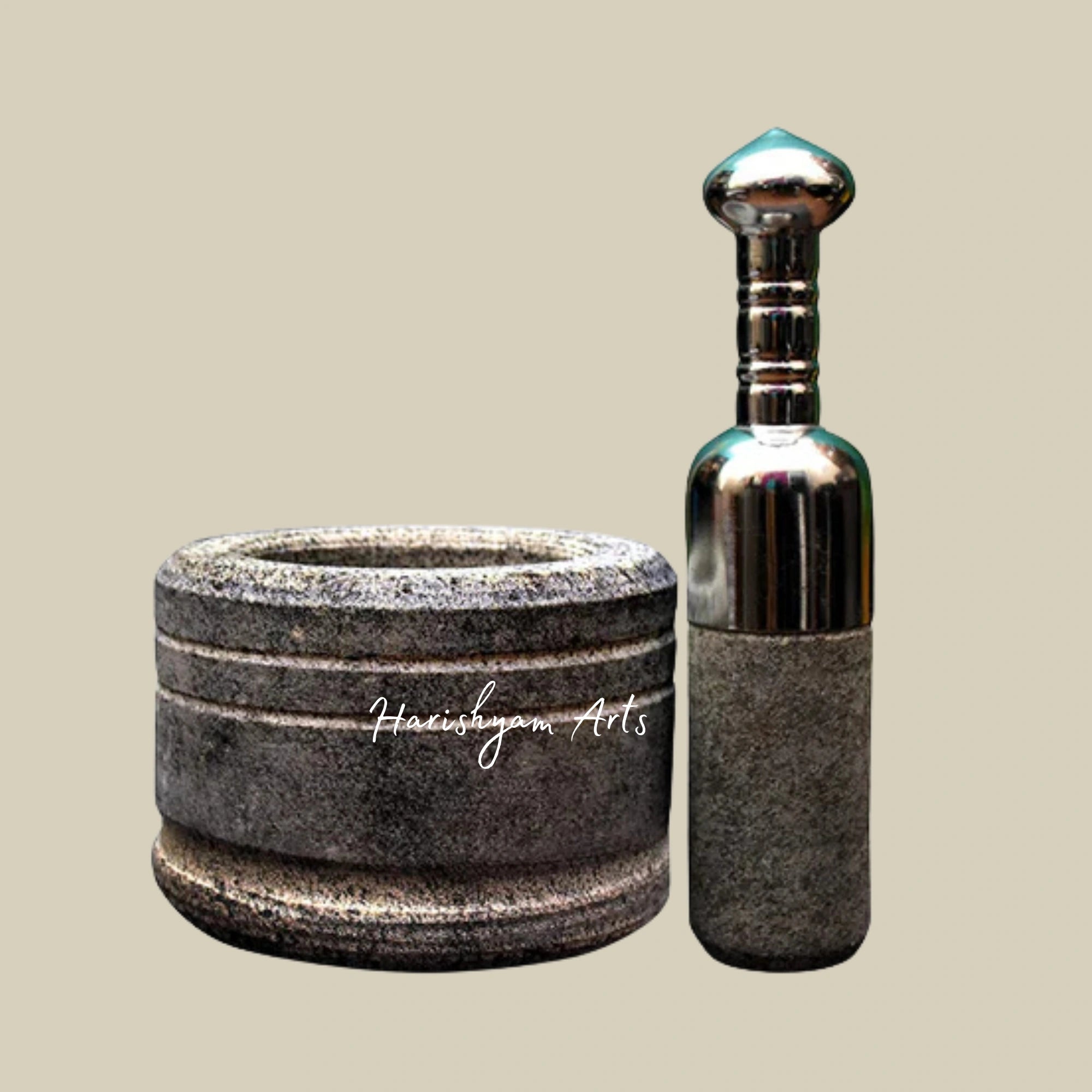 Mortar & Pestle Set with Stainless Steel Handle