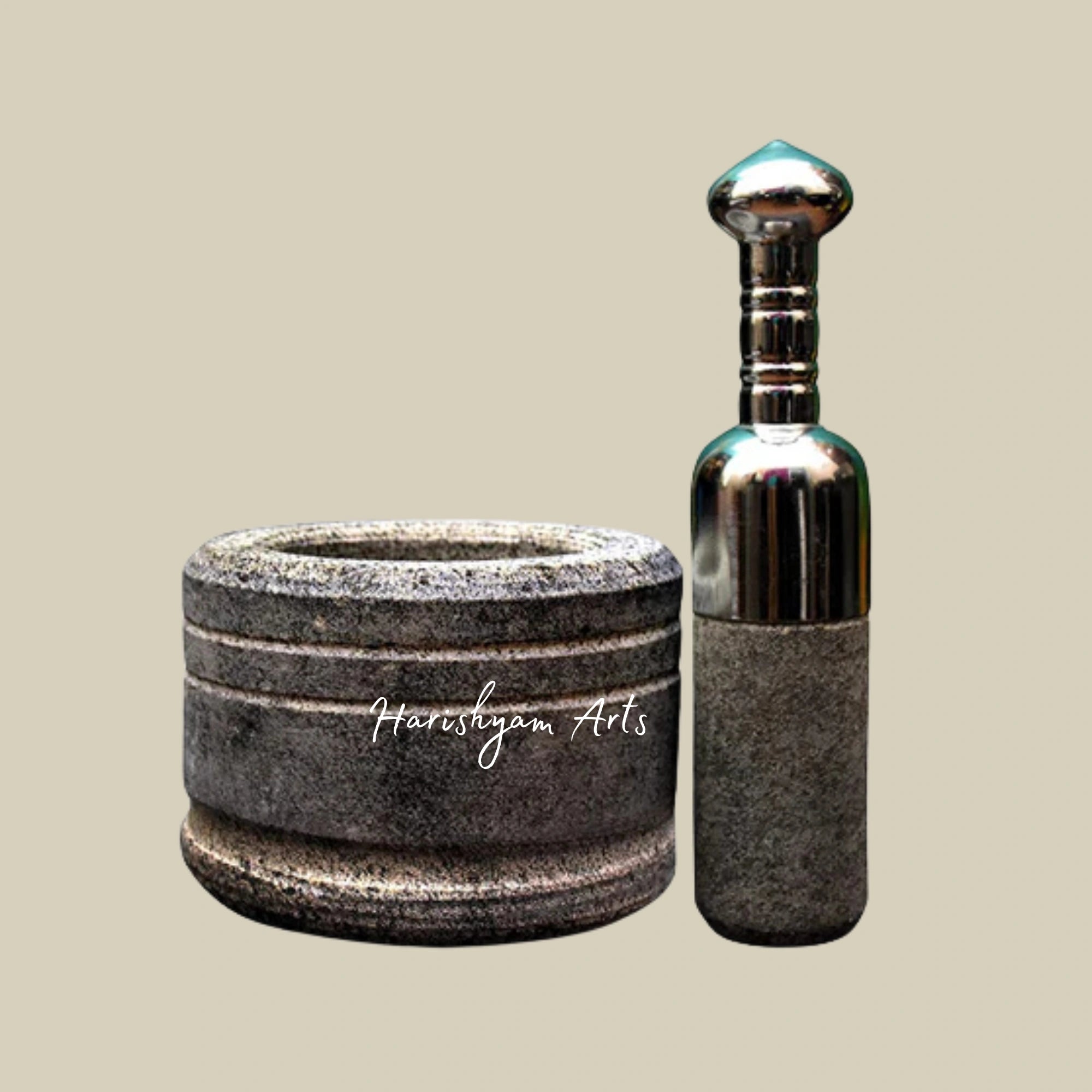 Mortar & Pestle Set with Stainless Steel Handle
