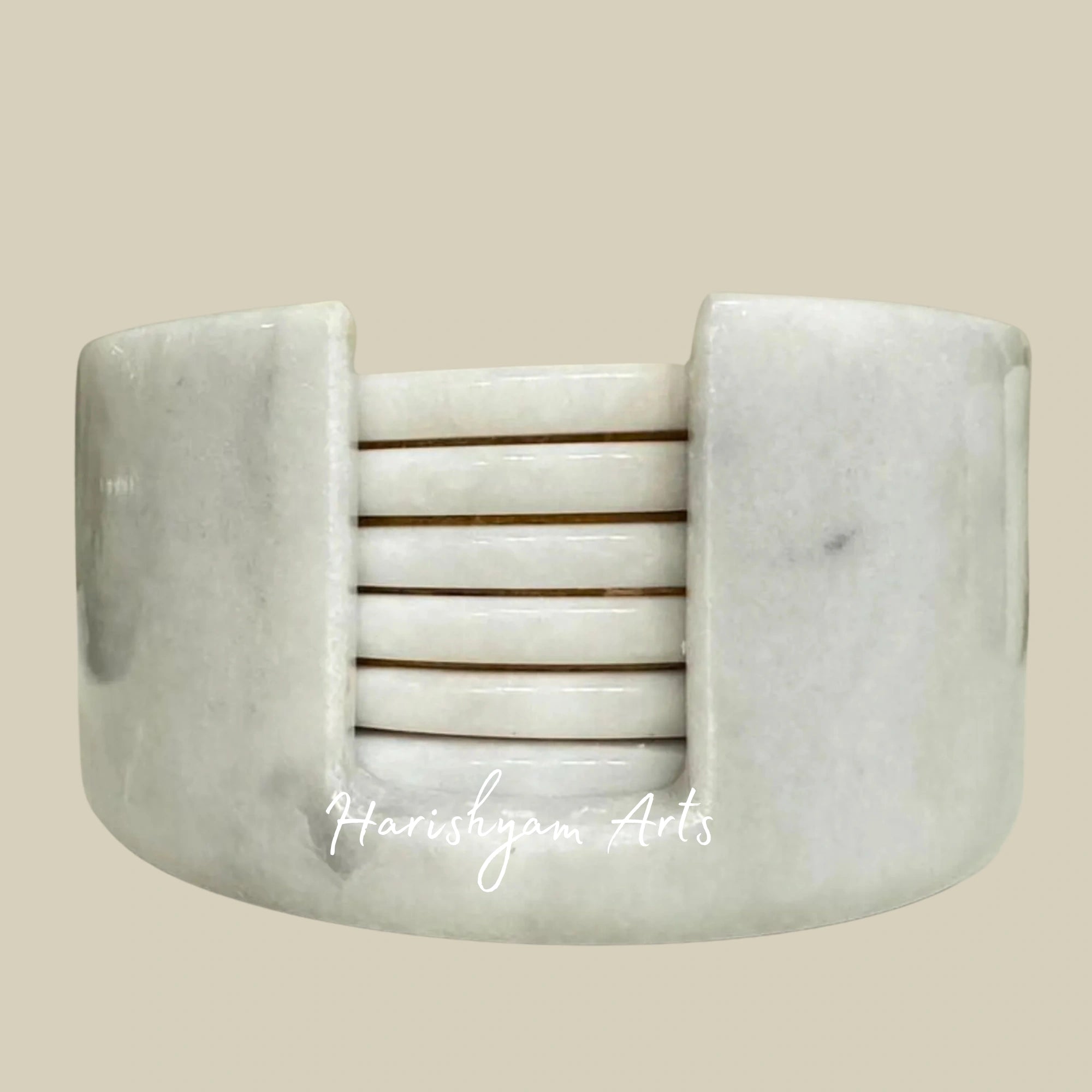 Natural Marble Tea Coaster Set Round Marble Tea Coasters with Holder Set of 6 Best for Table Decor and Gifts