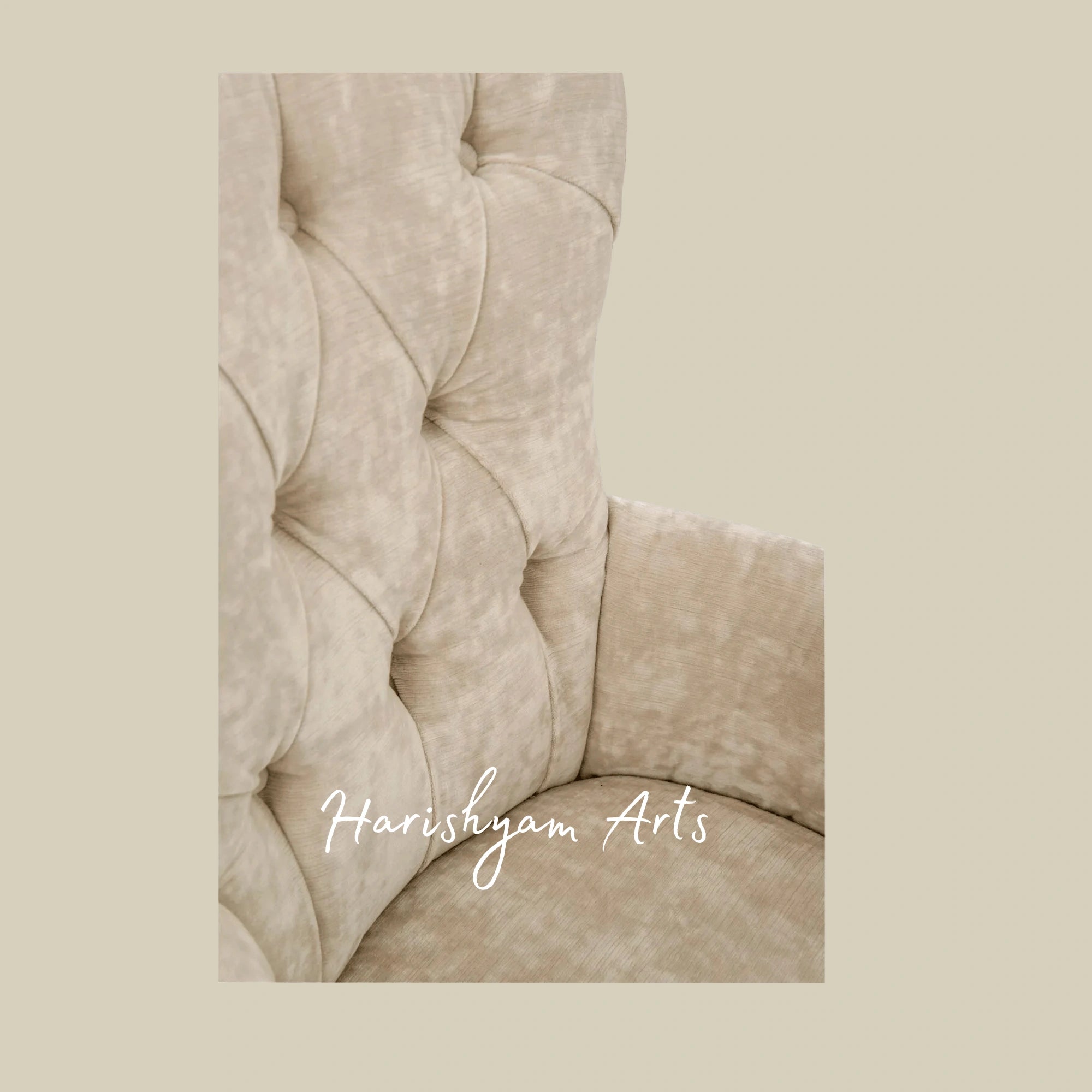 Nature-Inspired Upholstered Accent Chair with Gold Frame