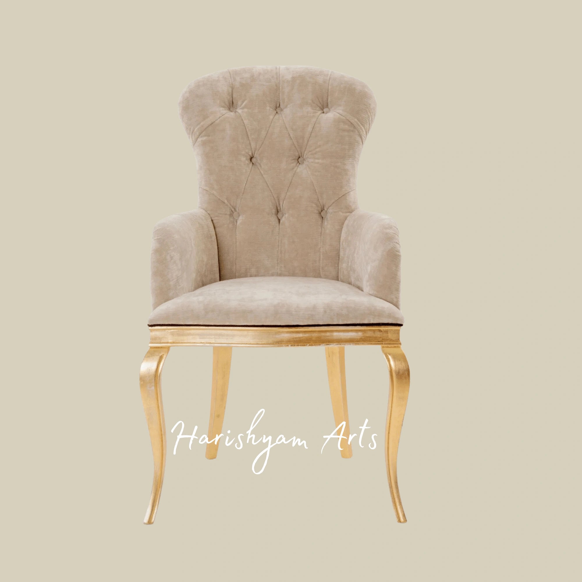 Nature-Inspired Upholstered Accent Chair with Gold Frame