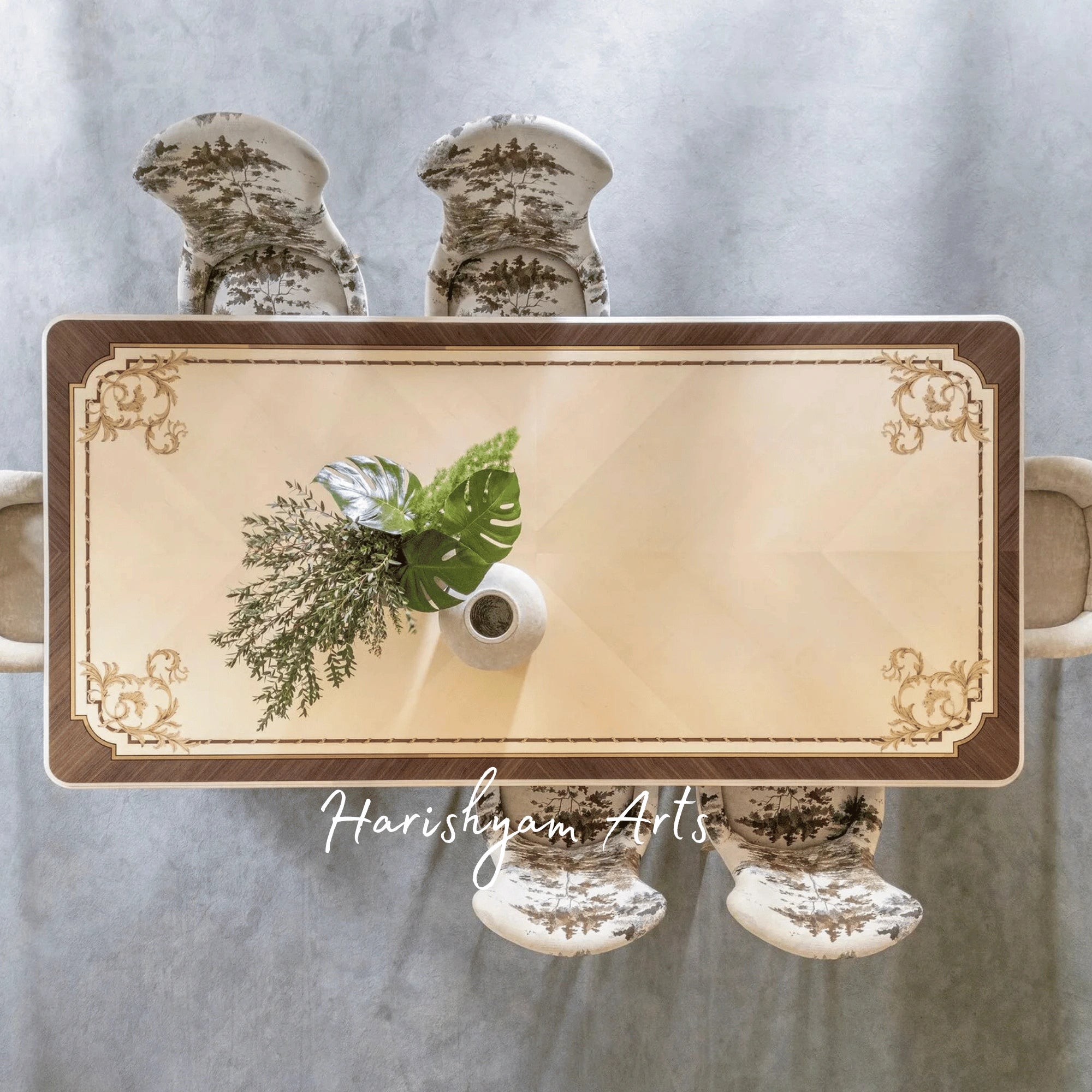 Nature-Inspired Upholstered Accent Chair with Gold Frame