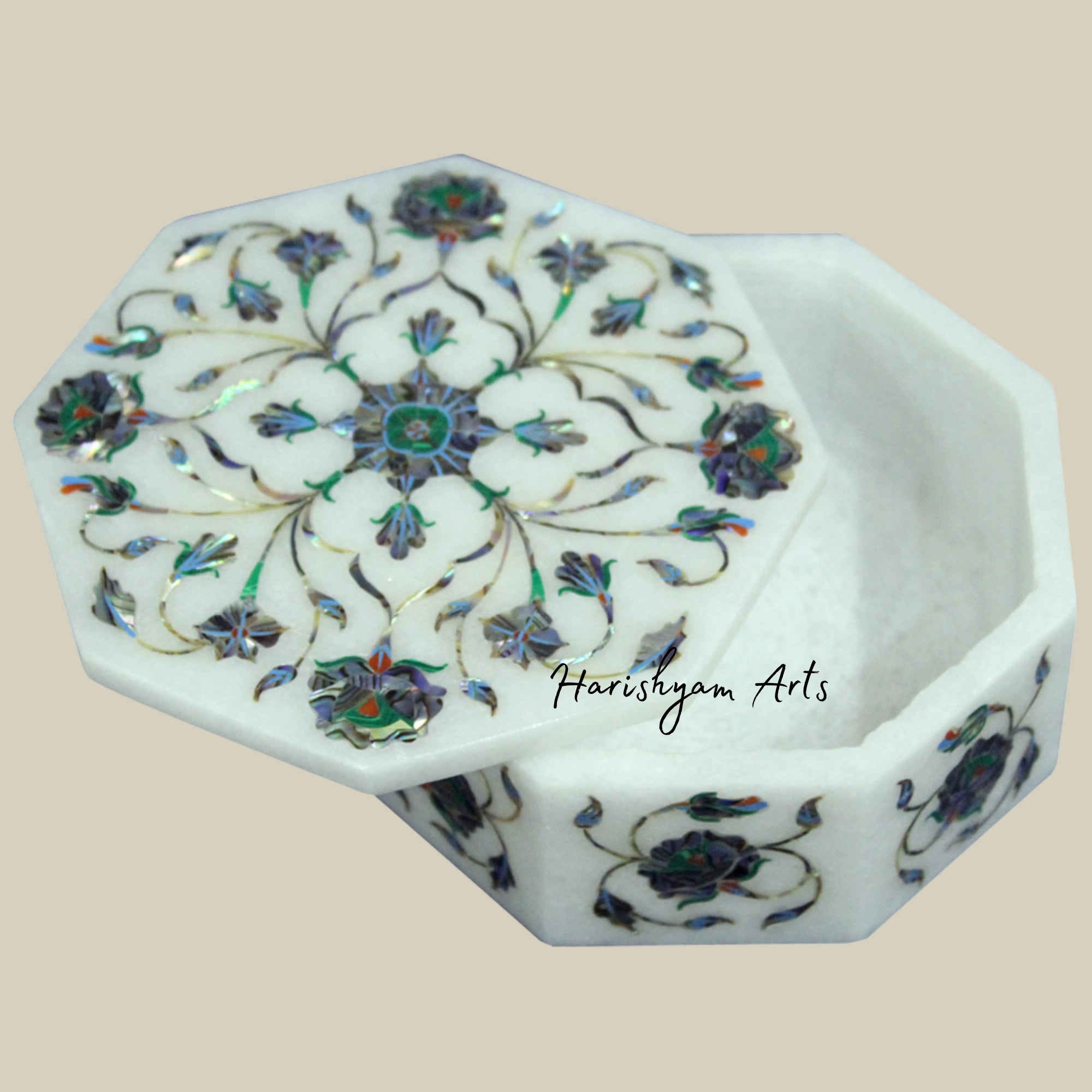 Octagonal Marble Inlay Gift Box with Paua Shell – Ideal for Anniversary Souvenirs