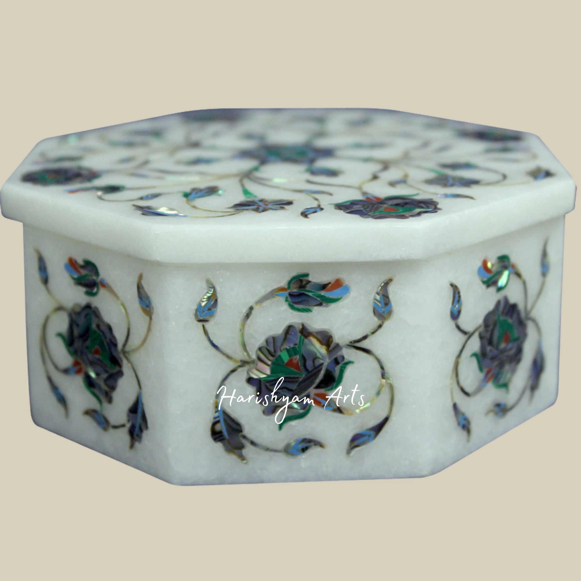 Octagonal Marble Inlay Gift Box with Paua Shell – Ideal for Anniversary Souvenirs
