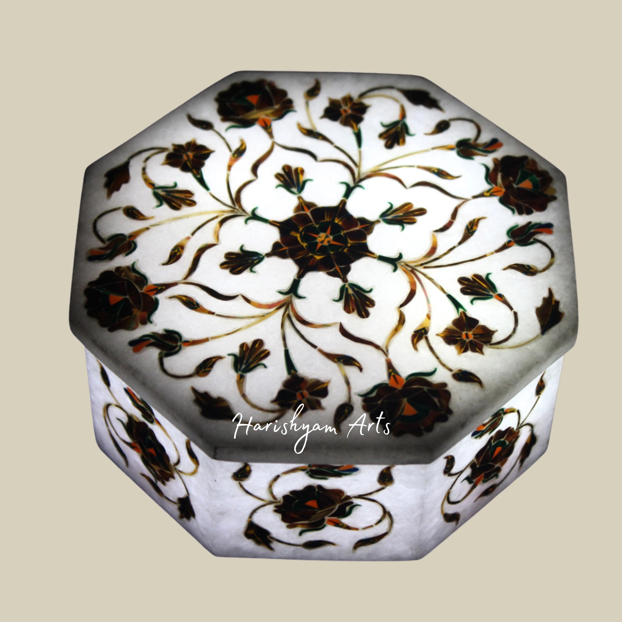 Octagonal Marble Inlay Gift Box with Paua Shell – Ideal for Anniversary Souvenirs2